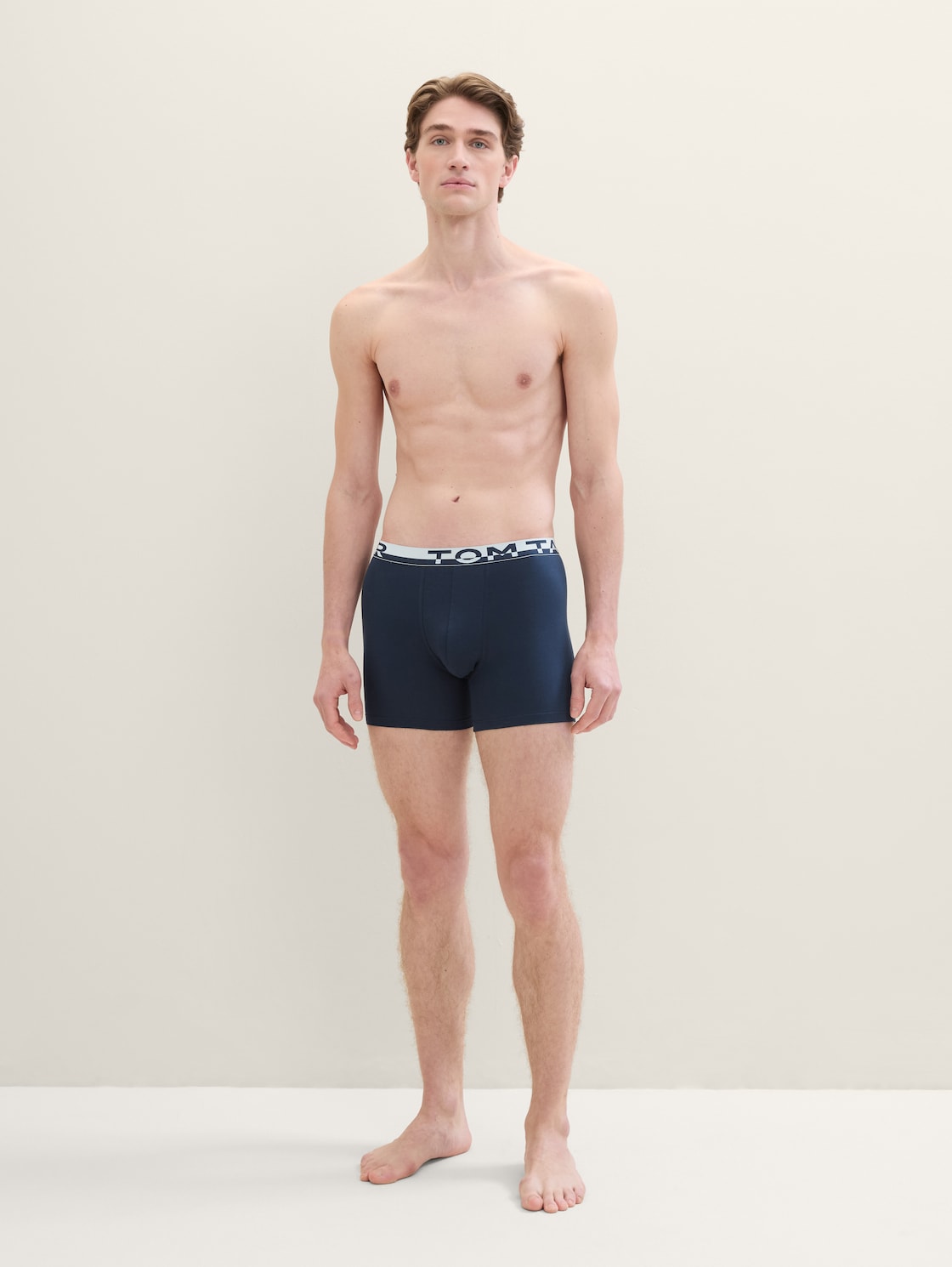 TOM TAILOR Herren Mittellange Boxershorts aus Baumwolle im 4er-Pack, blau, Uni, Gr. 4, baumwolle