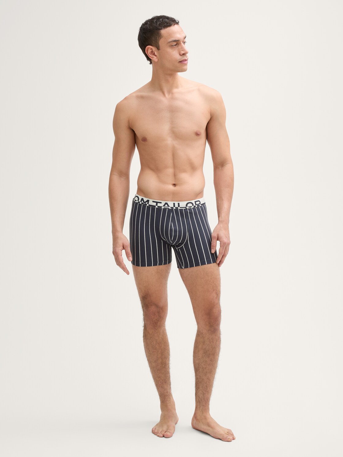 TOM TAILOR Herren Mittellange Boxershorts im 4er-Pack, blau, Gestreift, Gr. S/4, baumwolle