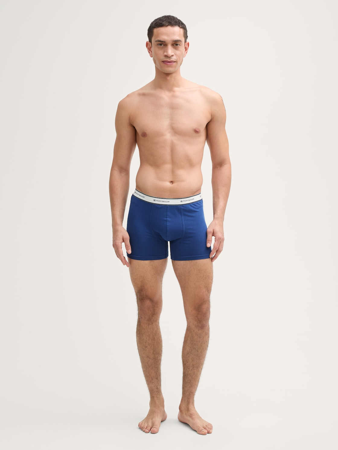 TOM TAILOR Herren Mittellange Boxershorts im 4er-Pack, blau, Uni, Gr. S/4, baumwolle