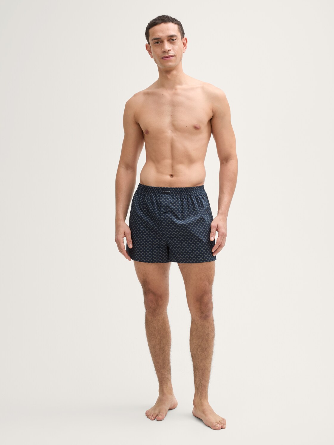 TOM TAILOR Herren Popeline Boxershorts im 2er-Pack, blau, Kariert, Gr. S/4, baumwolle