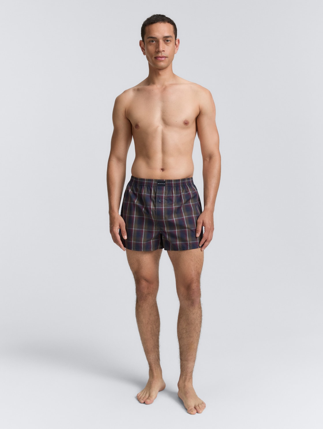 TOM TAILOR Herren Kurze Boxershorts im 2er-Pack, blau, Kariert, Gr. M/5, baumwolle