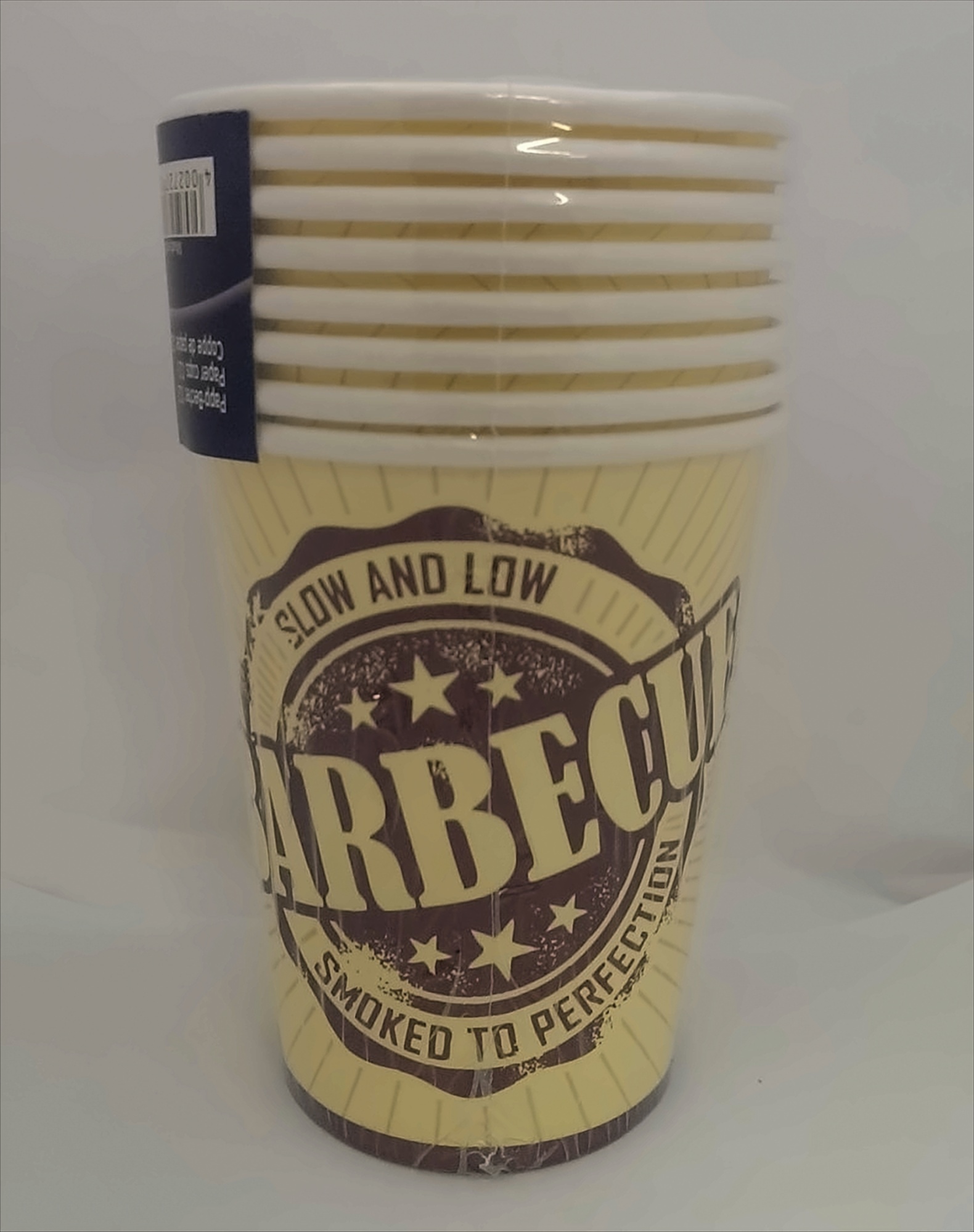 8 Pappbecher mit  Barbecue-Logo für Party, Grillen und Geburtstag