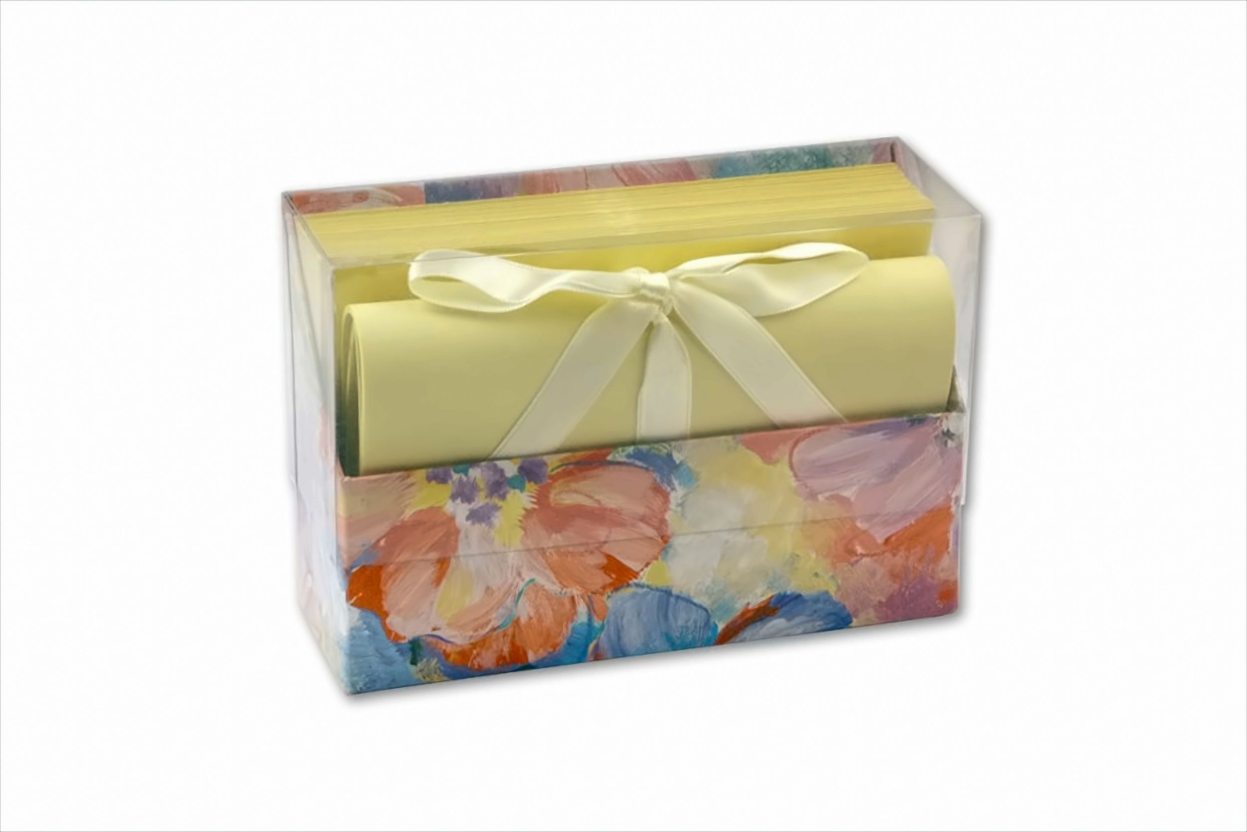 Rheita Gelbes Briefpapier in Box mit Blütenmotiv, 20 Blatt und Briefumschläge