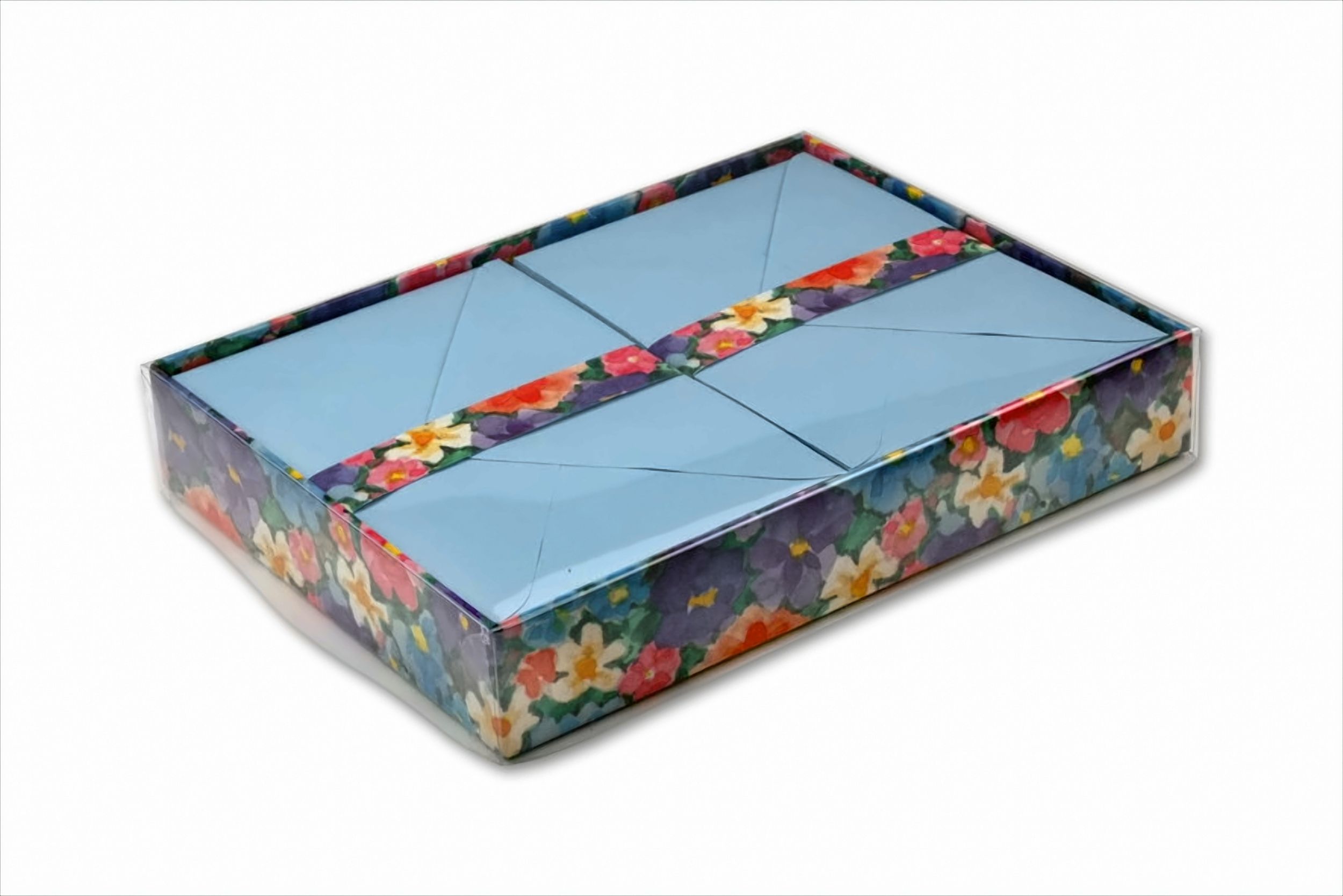 Rheita Blaues Briefpapier in Box mit Blumen-Motiv, 25 Blatt und Umschläge