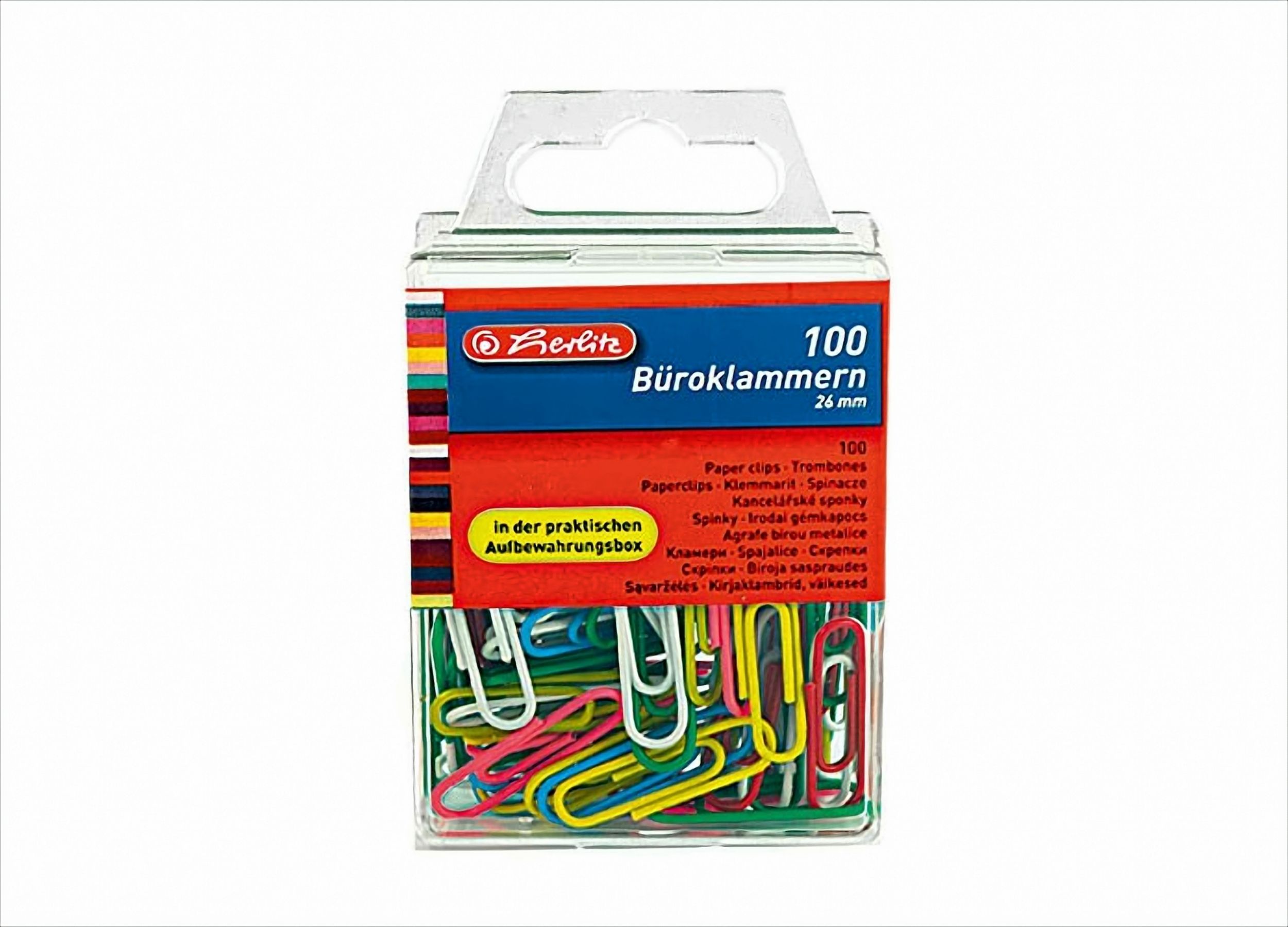 Herlitz Büroklammern, farbig, 100er-Box
