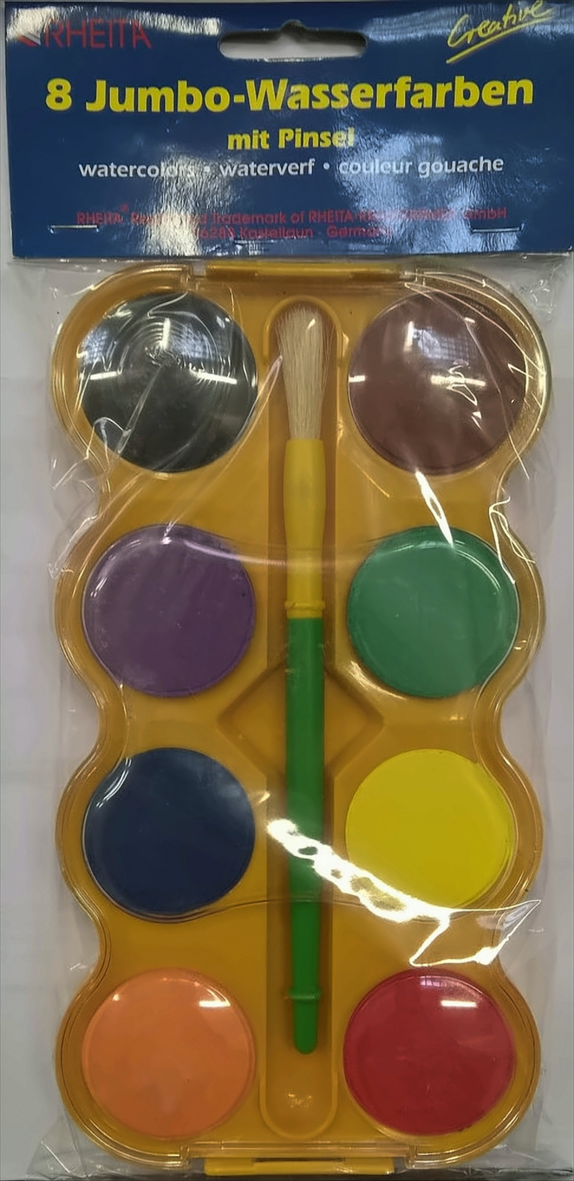 Jumbo Wasserfarbkasten mit 8 Farben und Pinsel