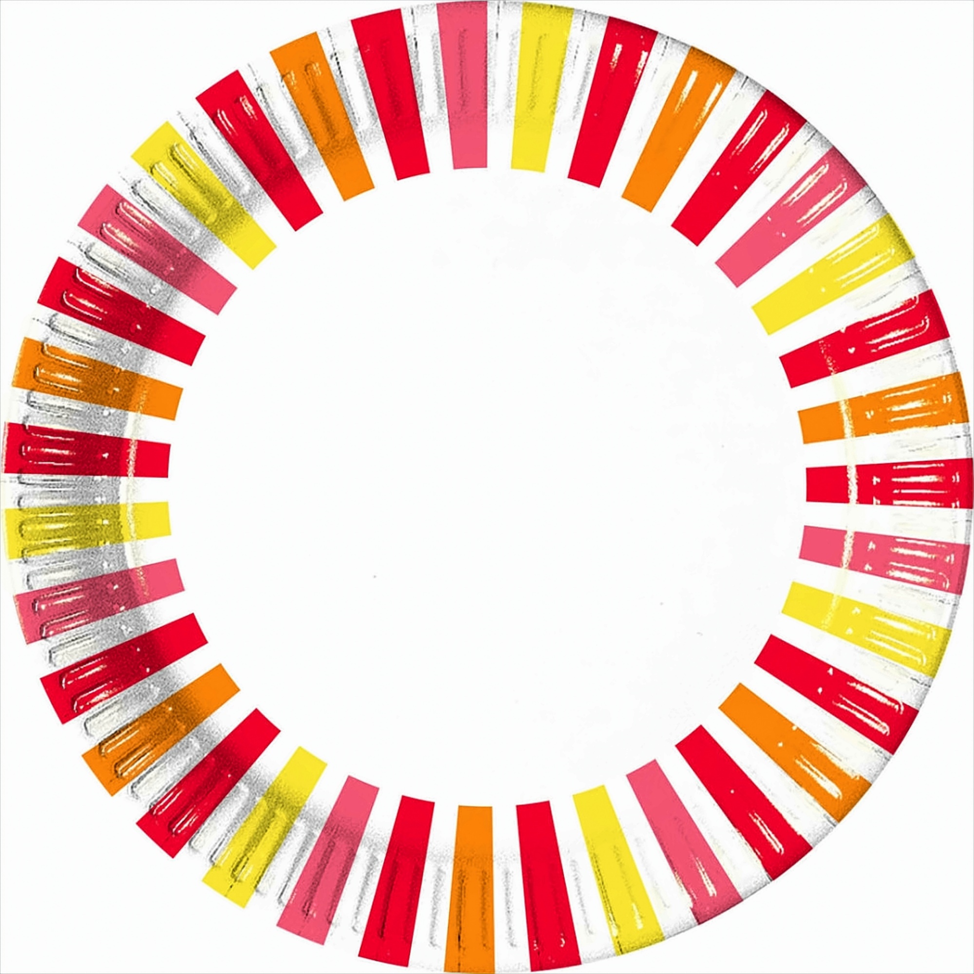 10 x Rot gelbe Streifen Pappteller - Groß 23cm