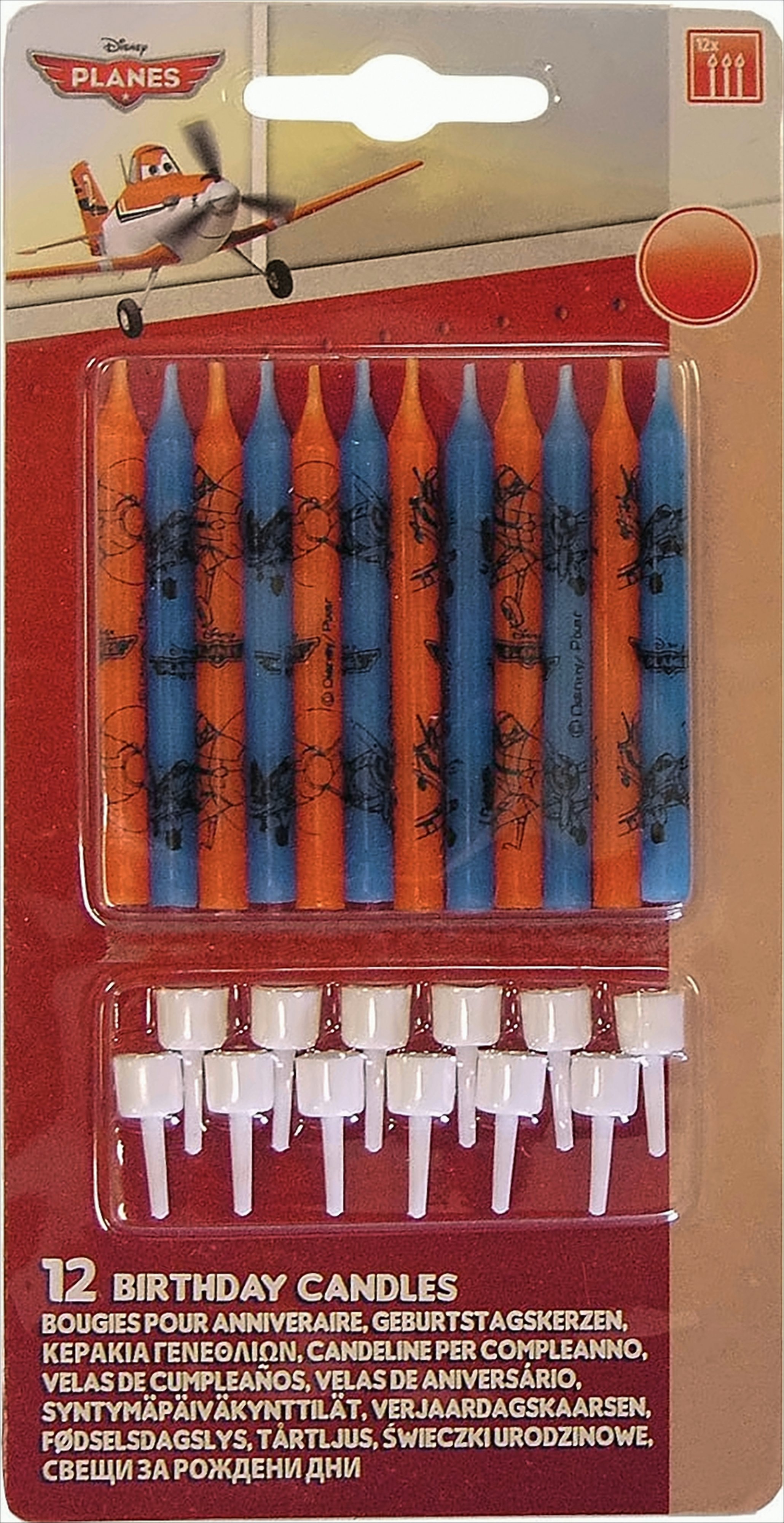 Planes Geburtstagskerzen 12 Kerzen und 12 Kerzenhalter