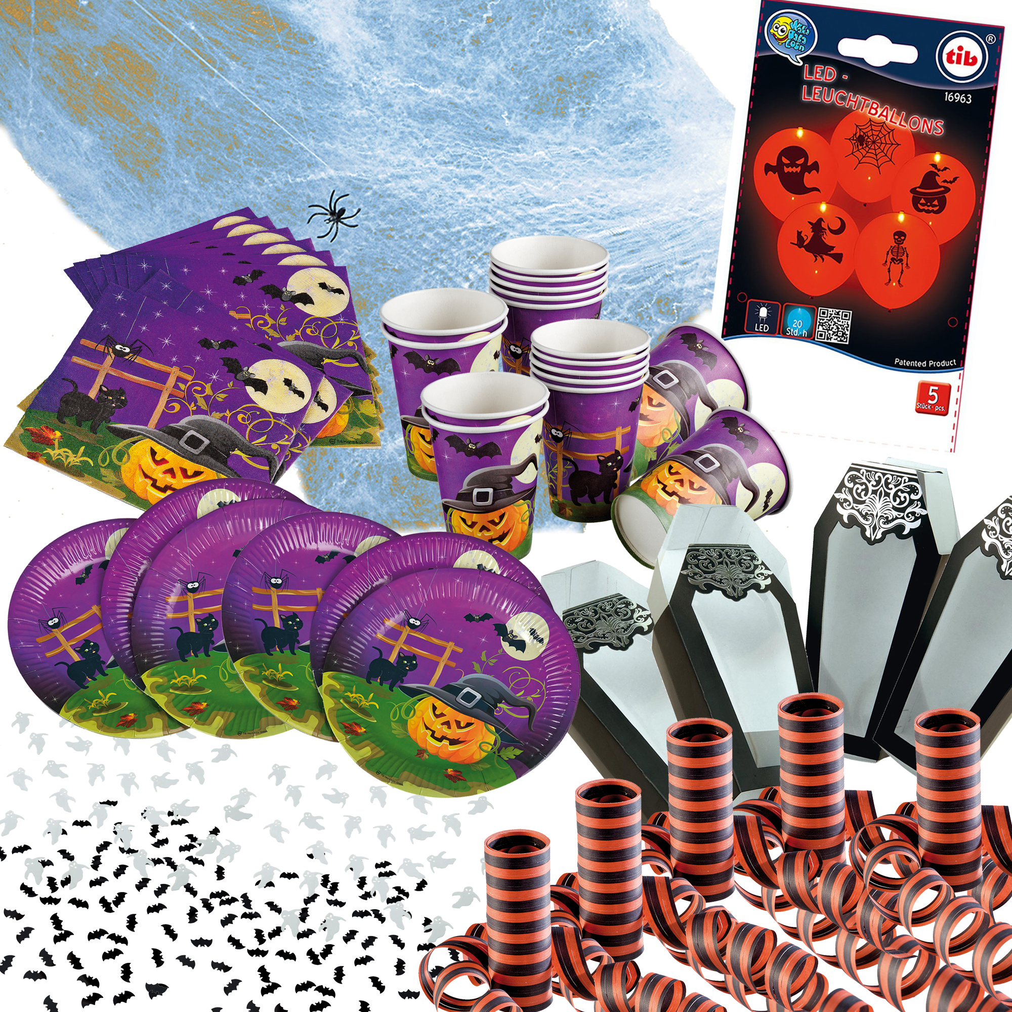 71-teiliges 'Halloween' Party-Set für 16 Personen