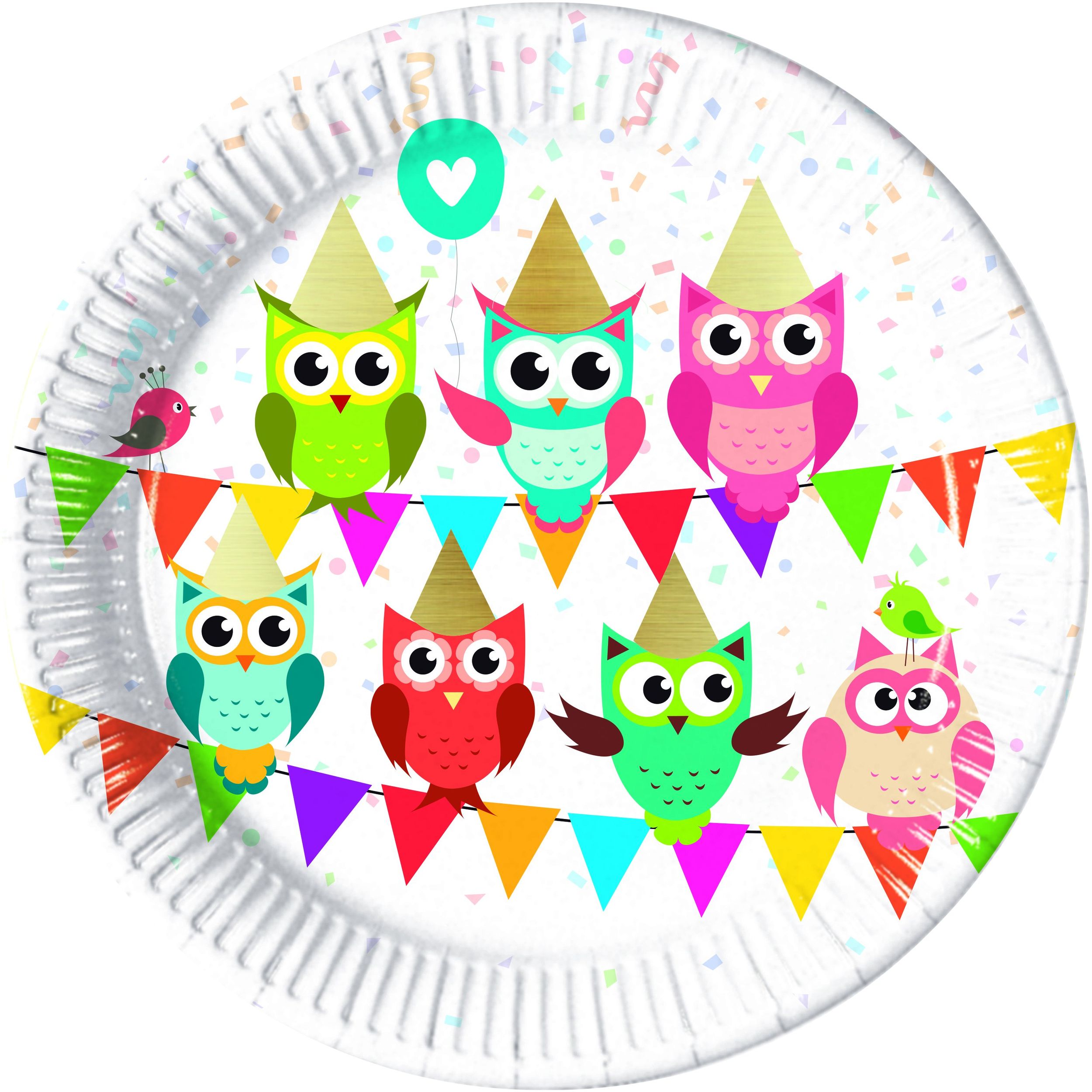 Eulen Party 8 Pappteller 23cm