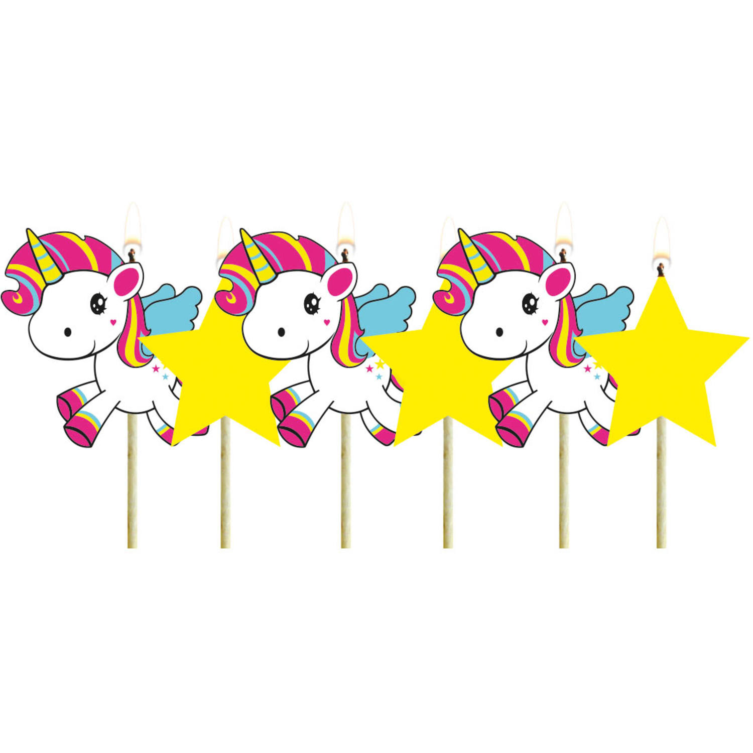 Einhorn Kerzen-Set - 6 Stück