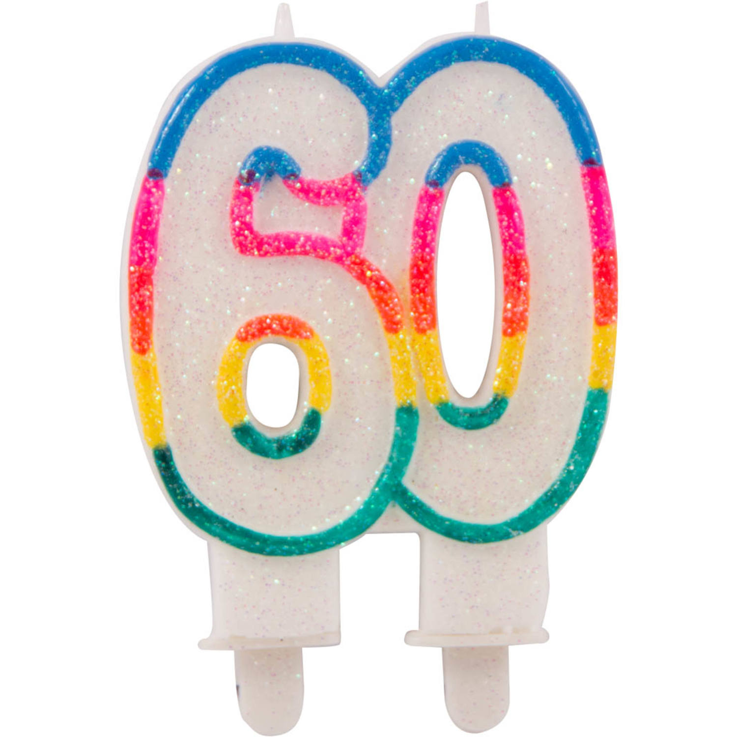 60. Geburtstag Glitzerkerze mit 2 Haltern