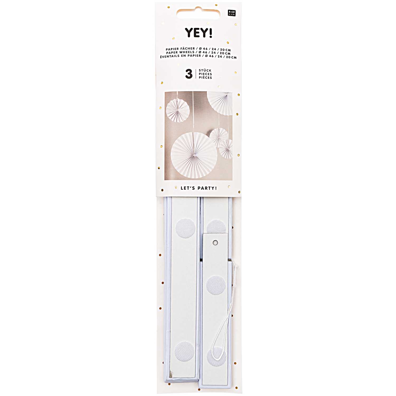 3er Set Papierfächer Weiß 46cm, 24cm und 20cm