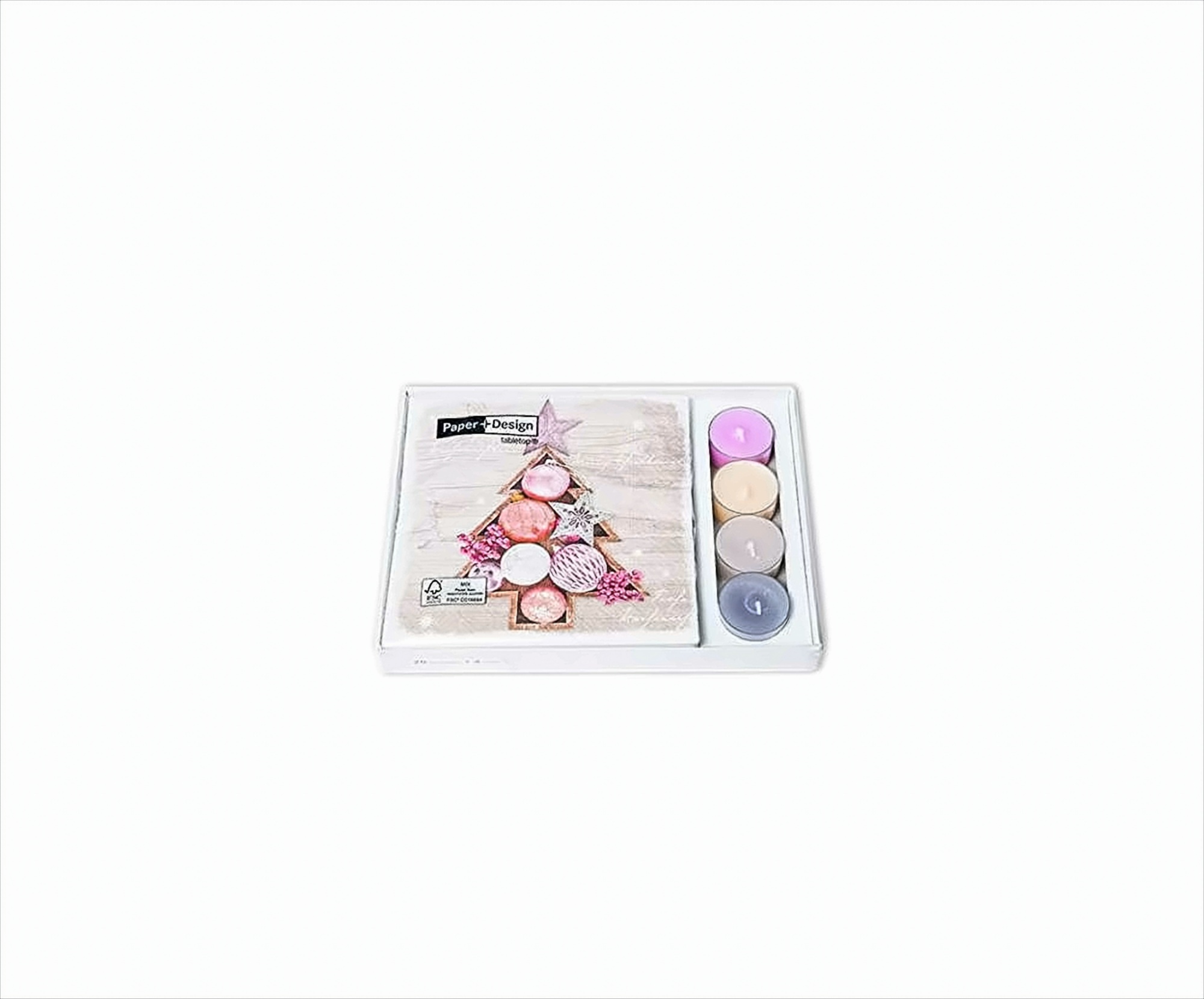 Kombibox Weihnachten Framed baubles Servietten mit Teelichtern