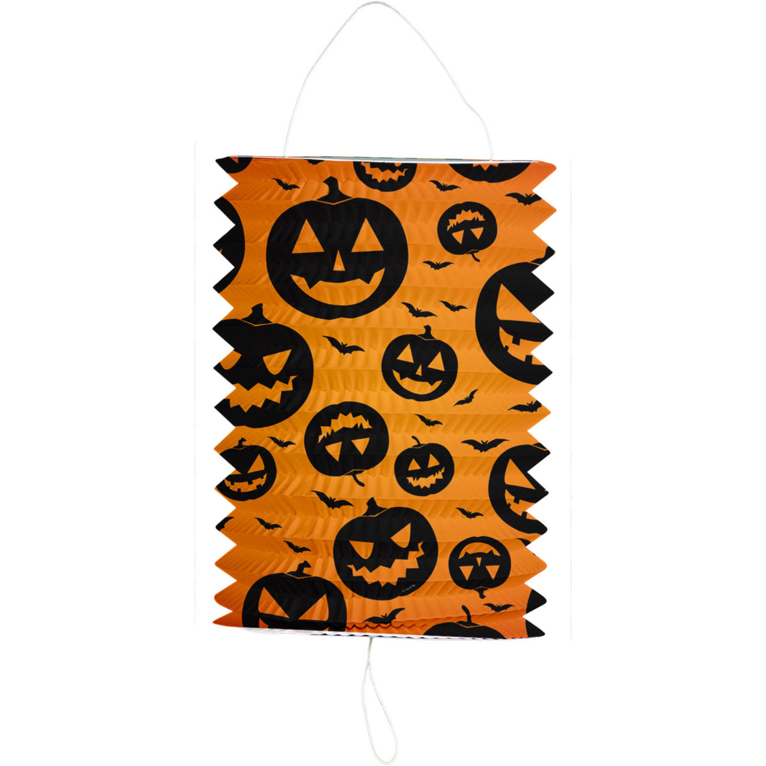 Zuglaterne / Lampion Kürbis Halloween Orange/Schwarz - 16x22 cm