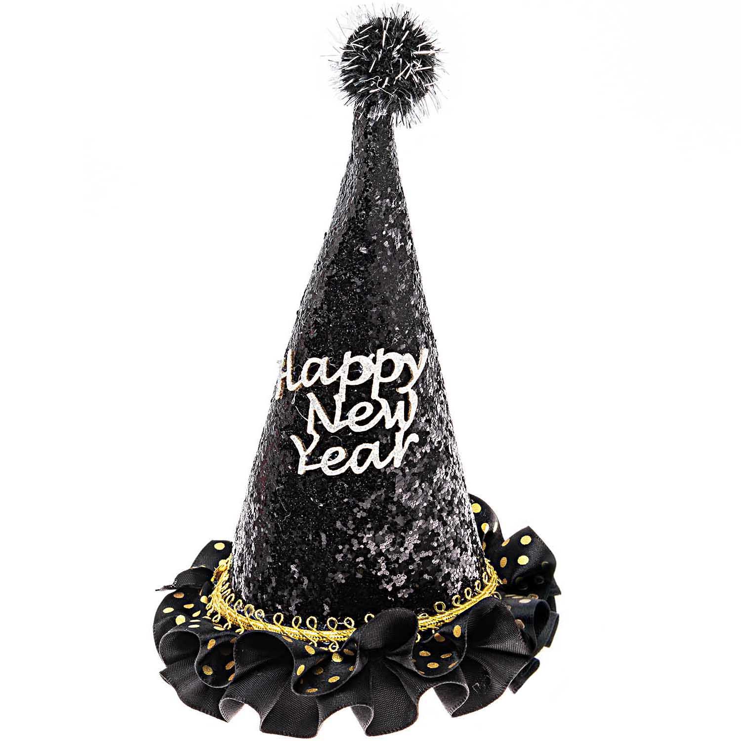 YEY! Let's Party Partyhut Happy New Year Schwarz 11x11x19cm