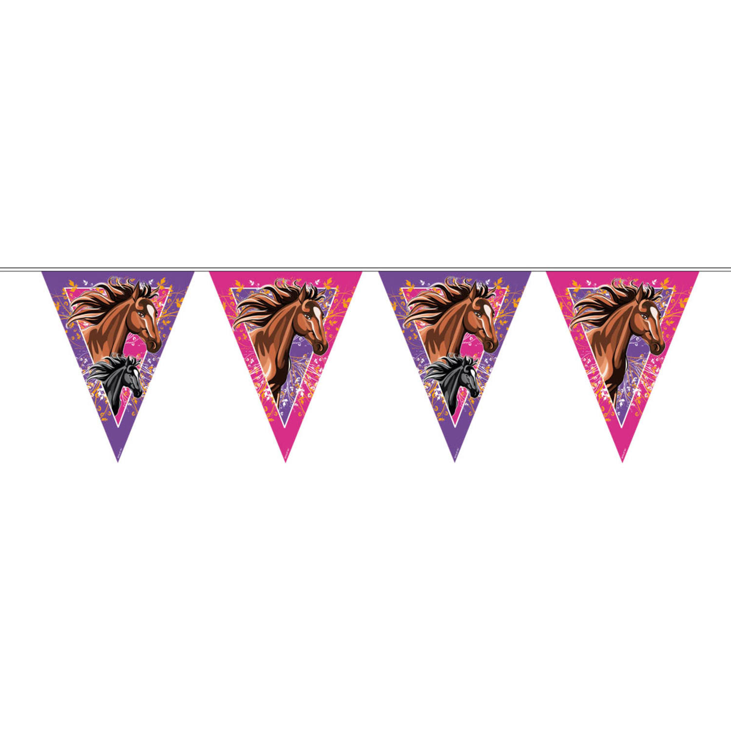 Pferde Wimpelkette Girlande beidseitiges Motiv - 10 Meter