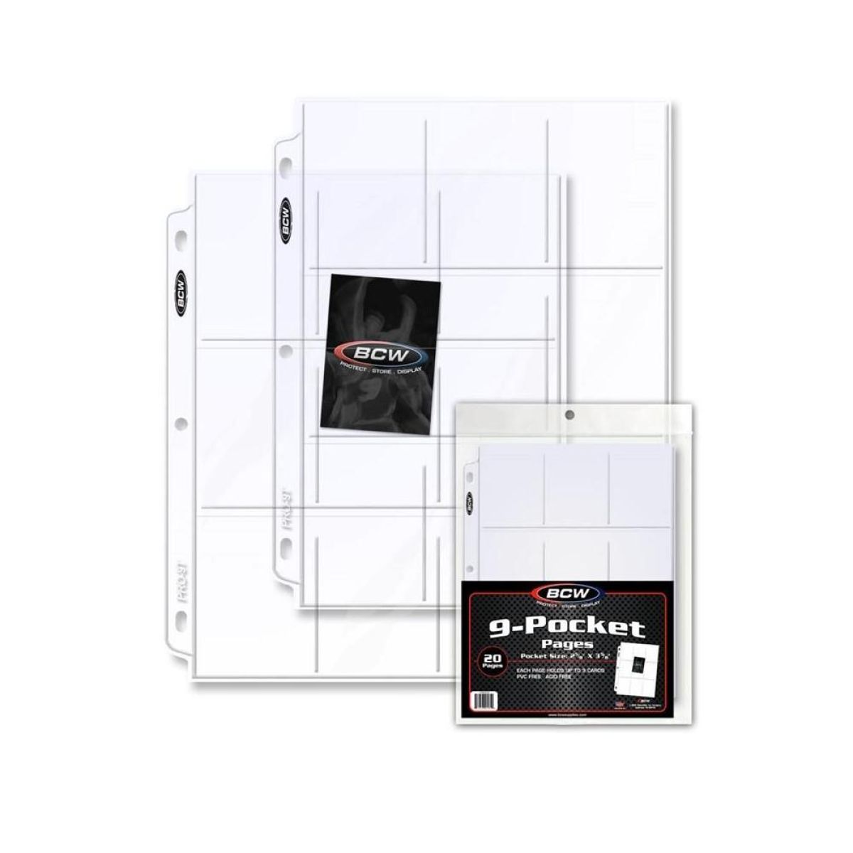 BCW Hüllen für 9 Karten (20 ct.) 3 Loch TOP LOAD