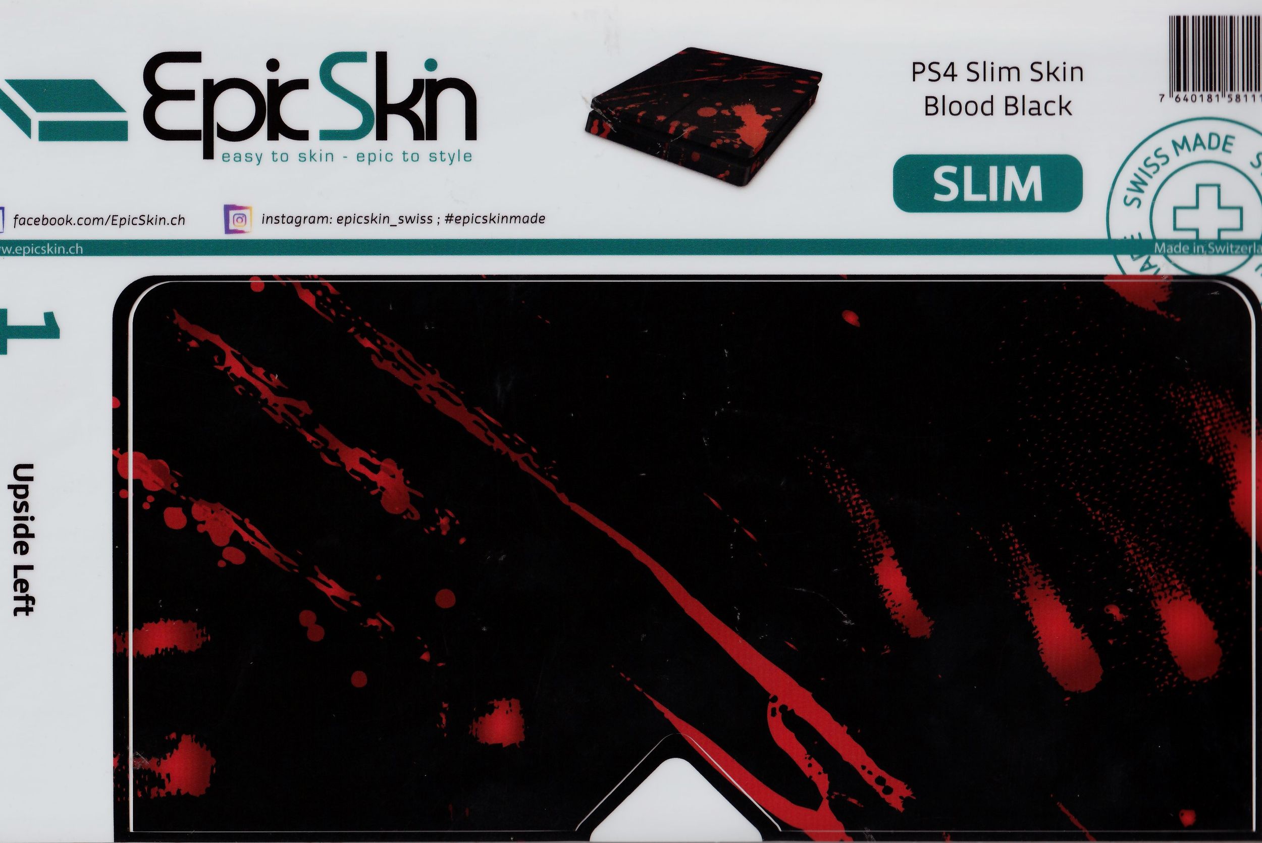 PS4 Slim Skin - Design Aufkleber Blood Black