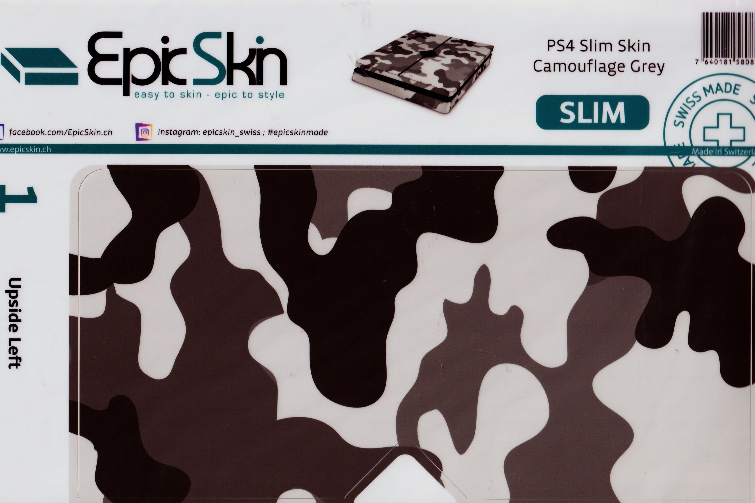 PS4 Slim Skin - Design Aufkleber Camouflage Grey