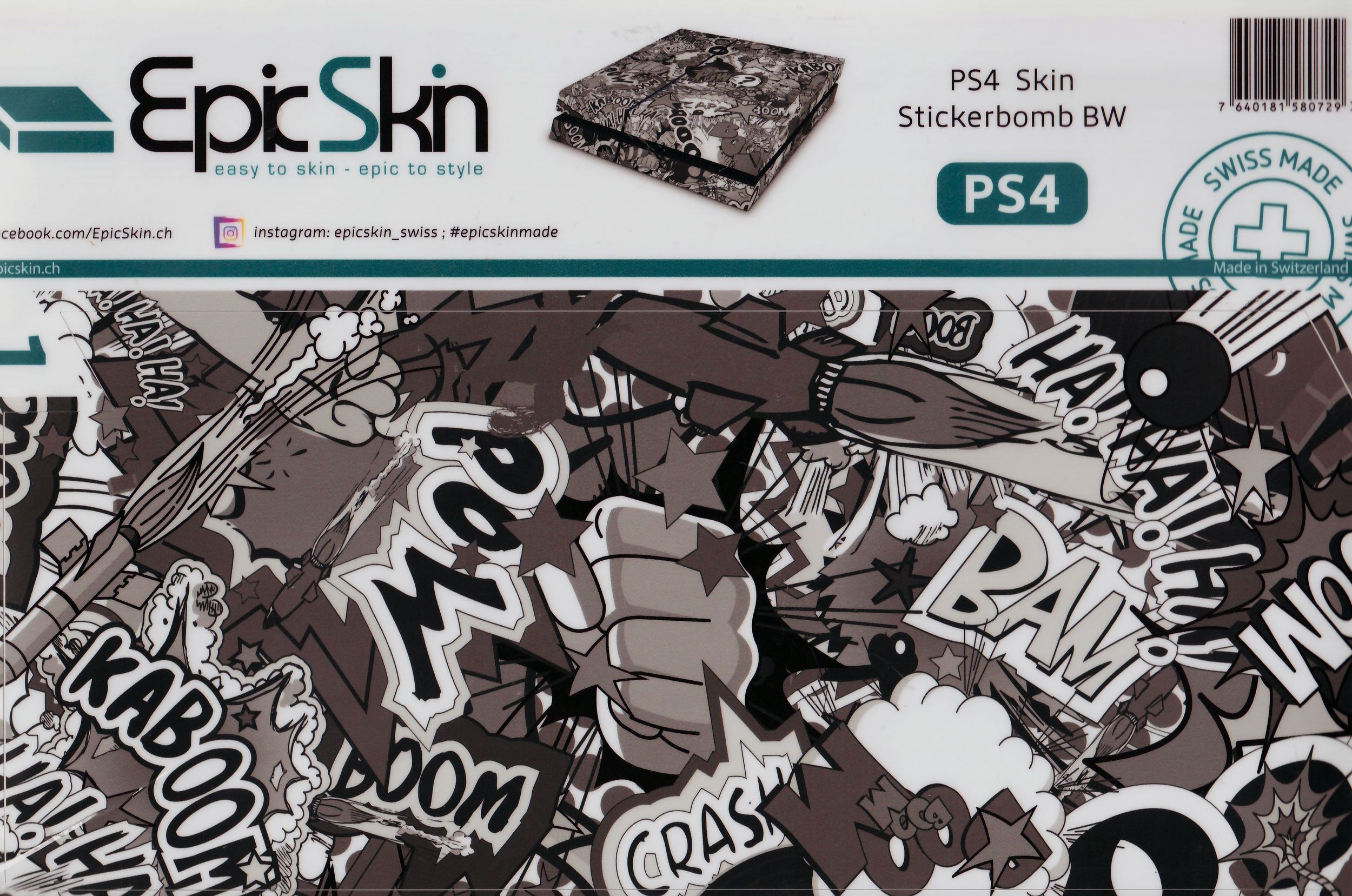 PS4 Skin - Design Aufkleber Stickerbomb BW