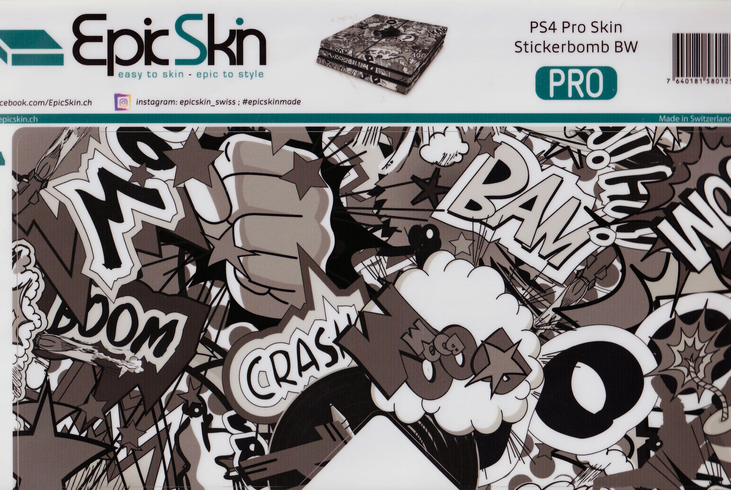 PS4 Pro Skin - Design Aufkleber Stickerbomb BW