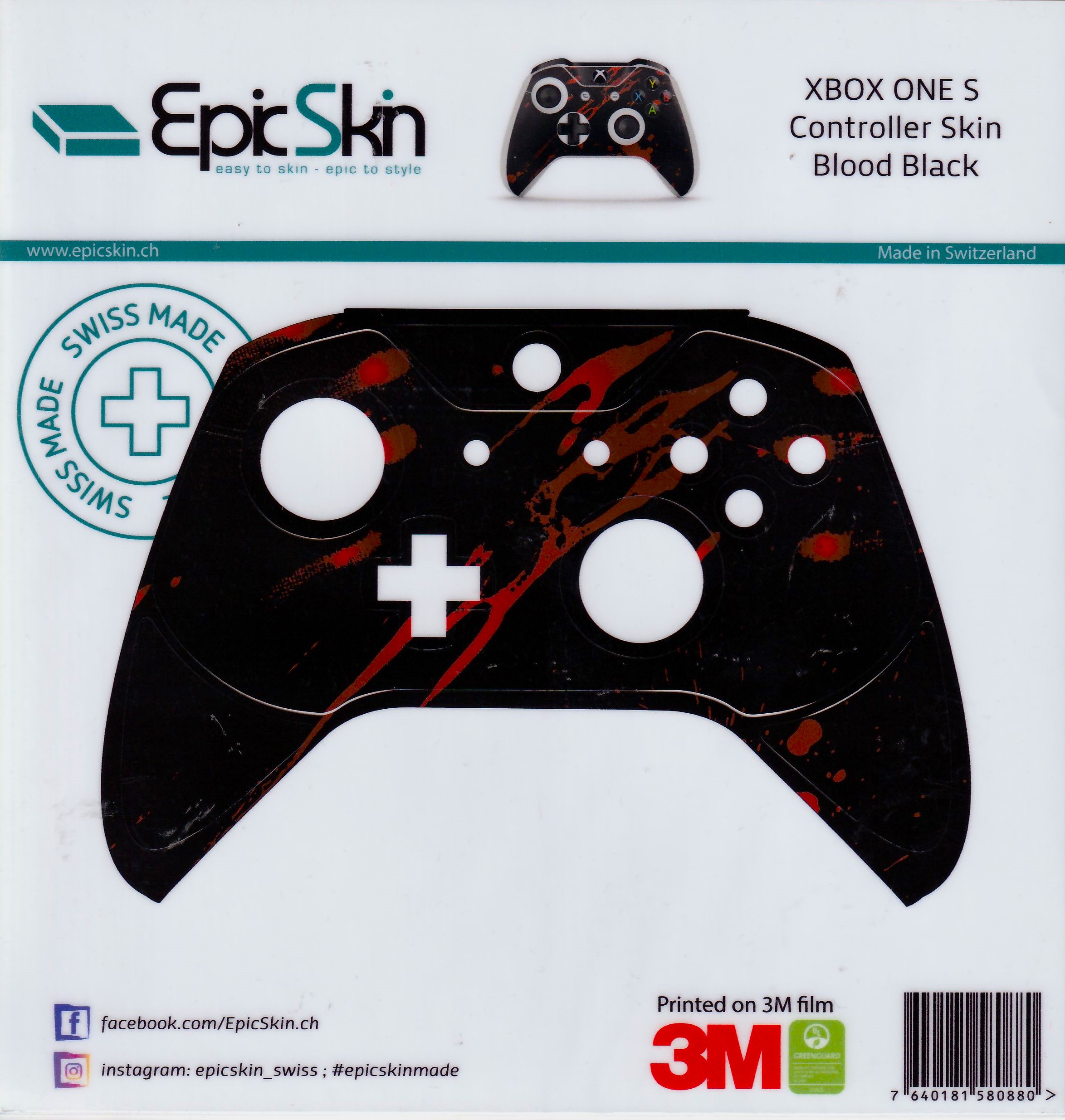 XBOX ONE S Controller Skin - Design Aufkleber Blood Black