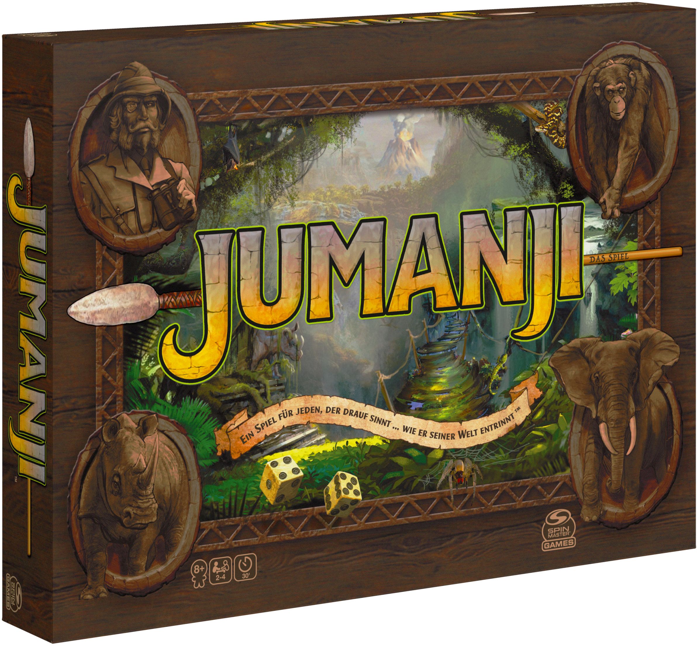 Jumanji das actiongeladene Familienspiel für 2 bis 4 mutige Abenteurer ab 8 Jahren