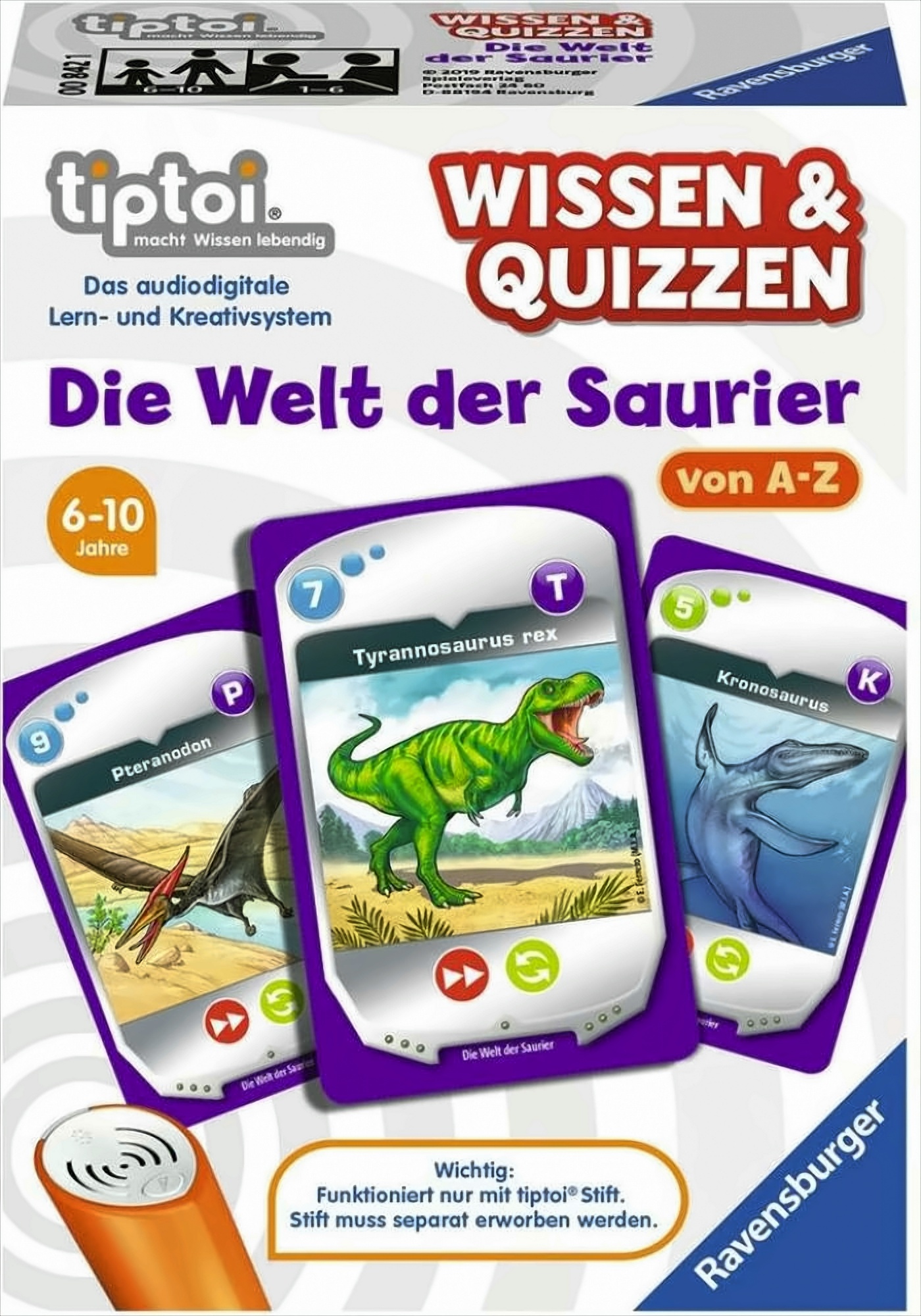 Wissen und Quizzen Die Welt der Saurier Spiel, ab 6 Jahren,Wissen über Meeres-, Flug- und Dinosaurier sammeln
