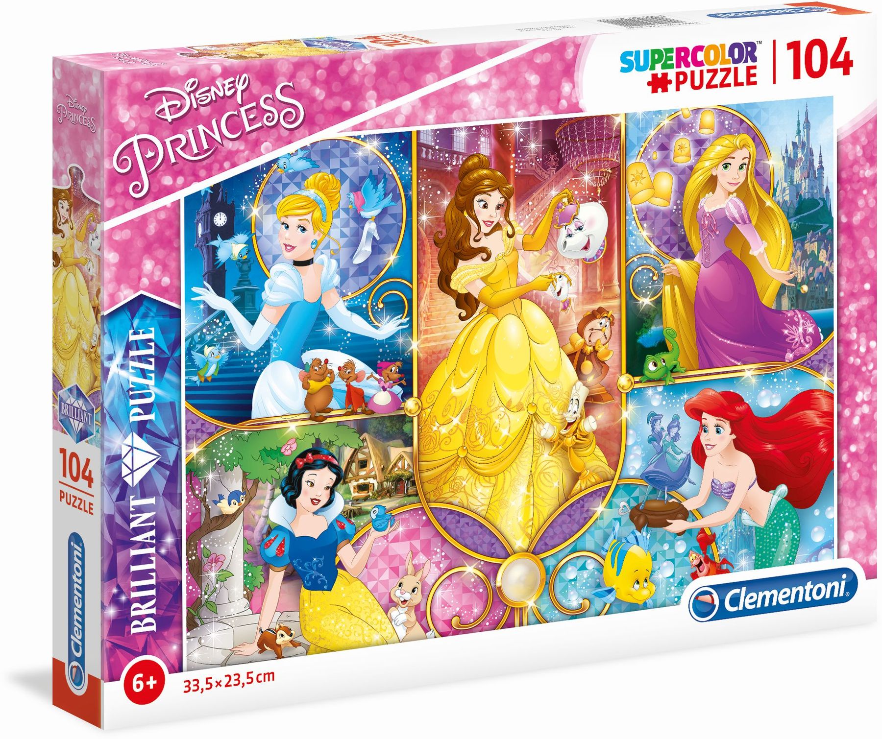 Puzzle Disney Prinzessinnen, mit Glitzersteinen 104 Teile