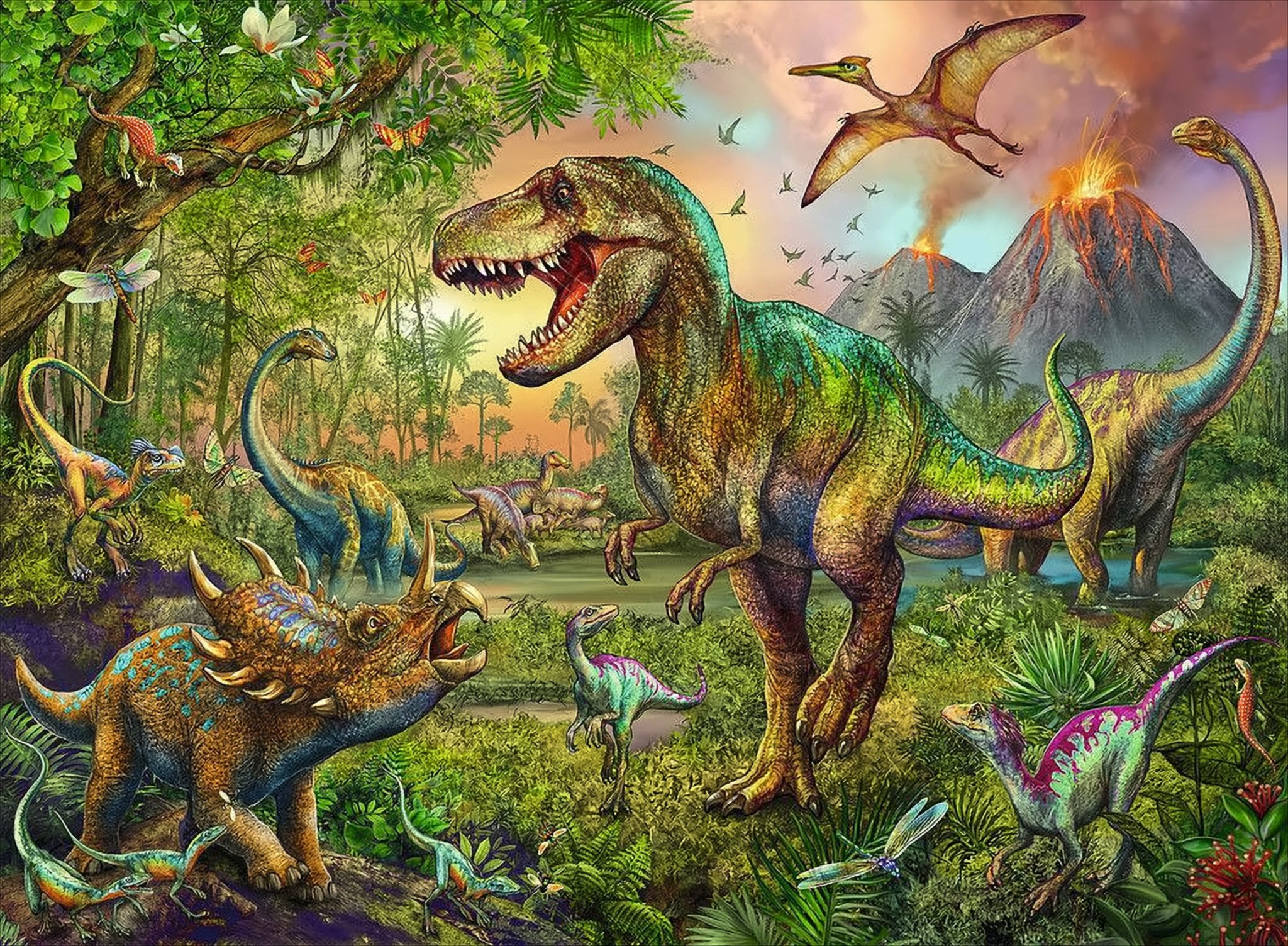 Dreifarbiges Leuchtpuzzle - König der Urzeit, 100 Teile