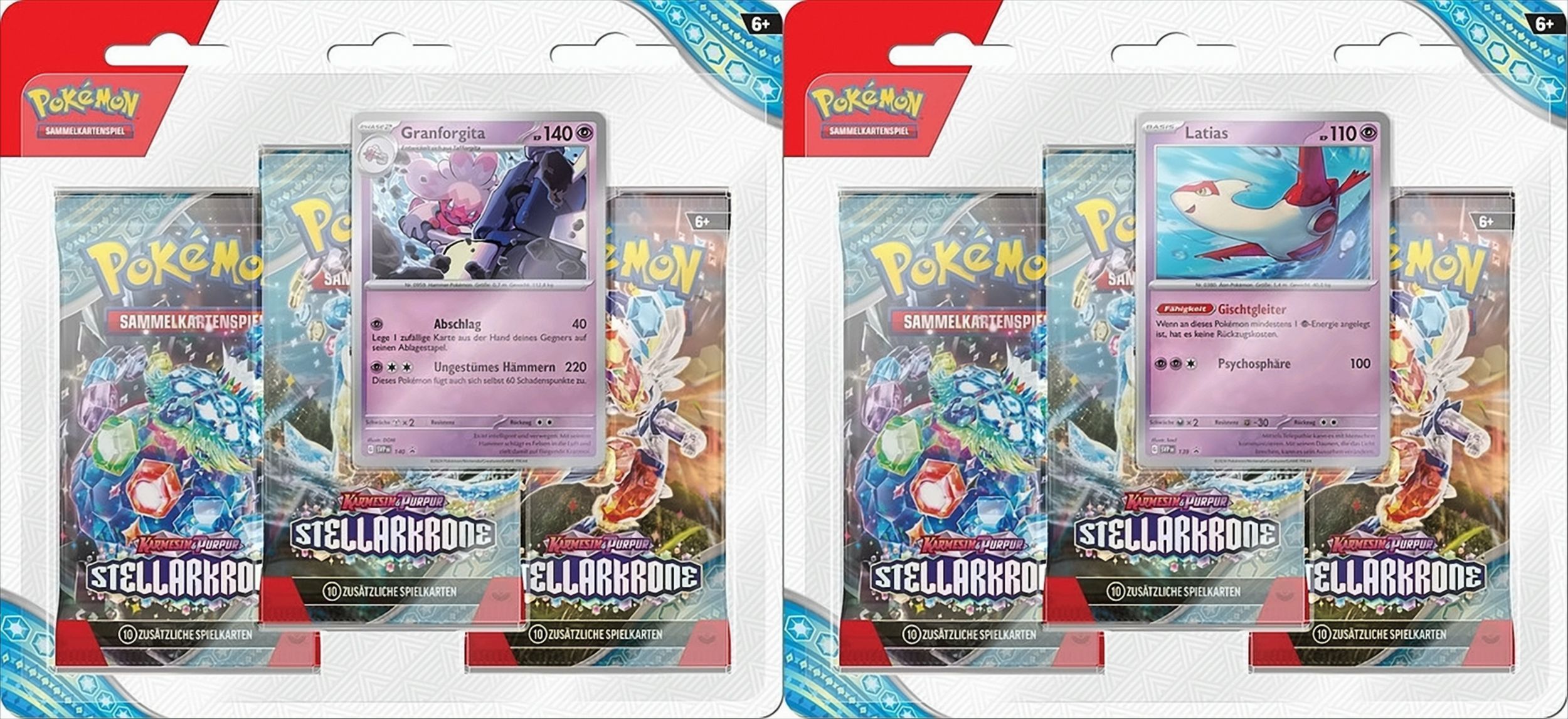 Pokémon Cards KAPU07 Stellarkrone 3Pack Blister sortierter Artikel. Granforgita oder Latias