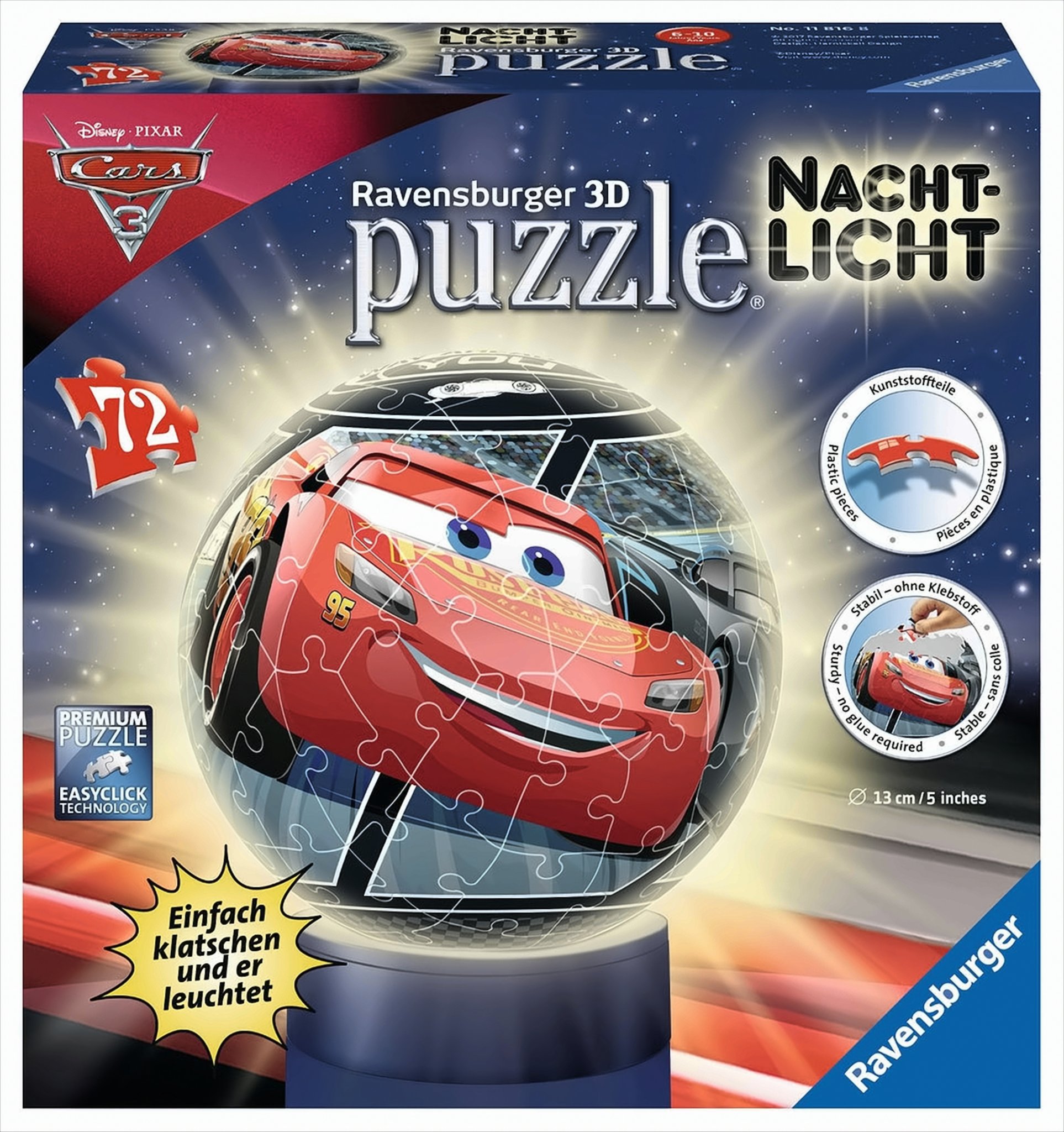 Puzzle 3D Puzzles - Nachtlicht Cars 3, 72 Teile