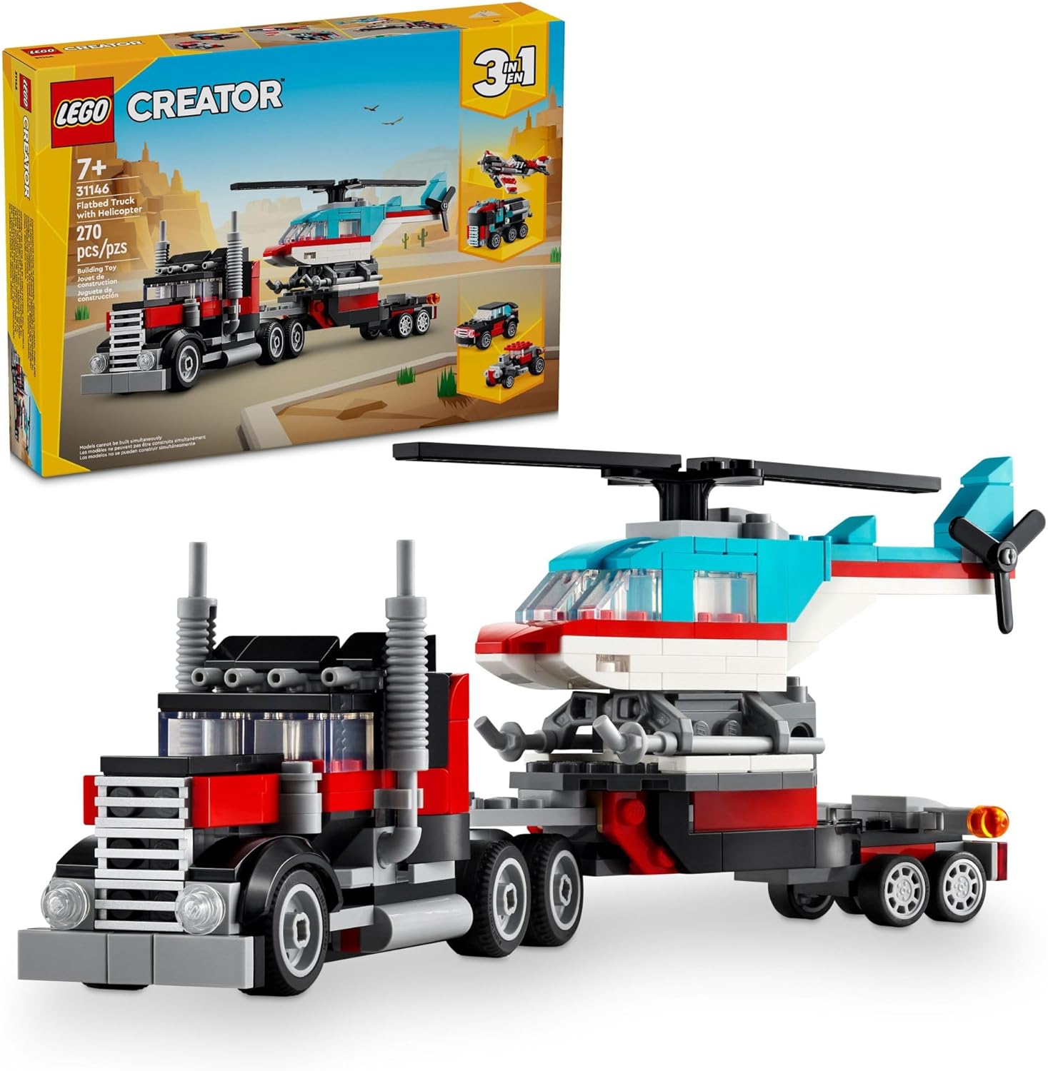 LEGO Creator 31146 - 3 in 1 Pritschenwagen mit Hubschrauber