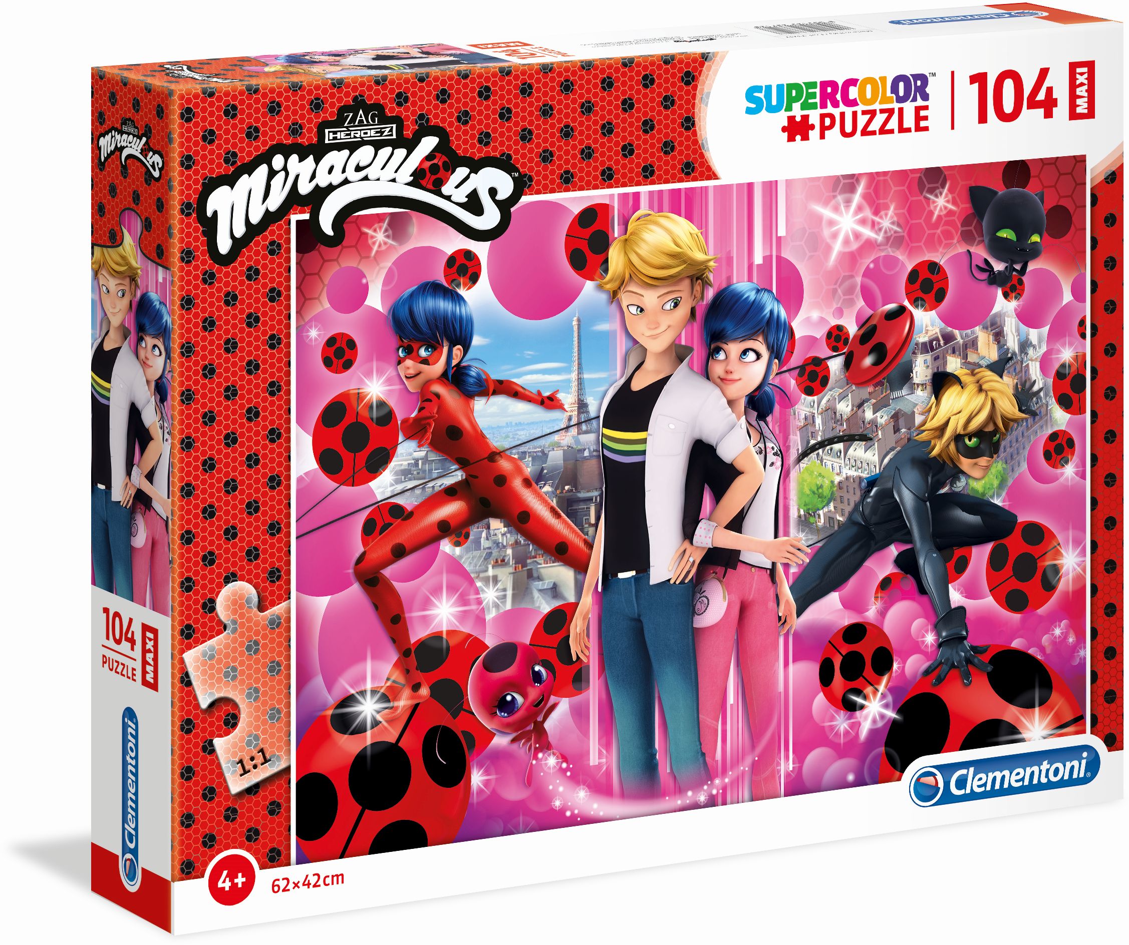 Supercolor Puzzle - Miracolous, 104 Teile
