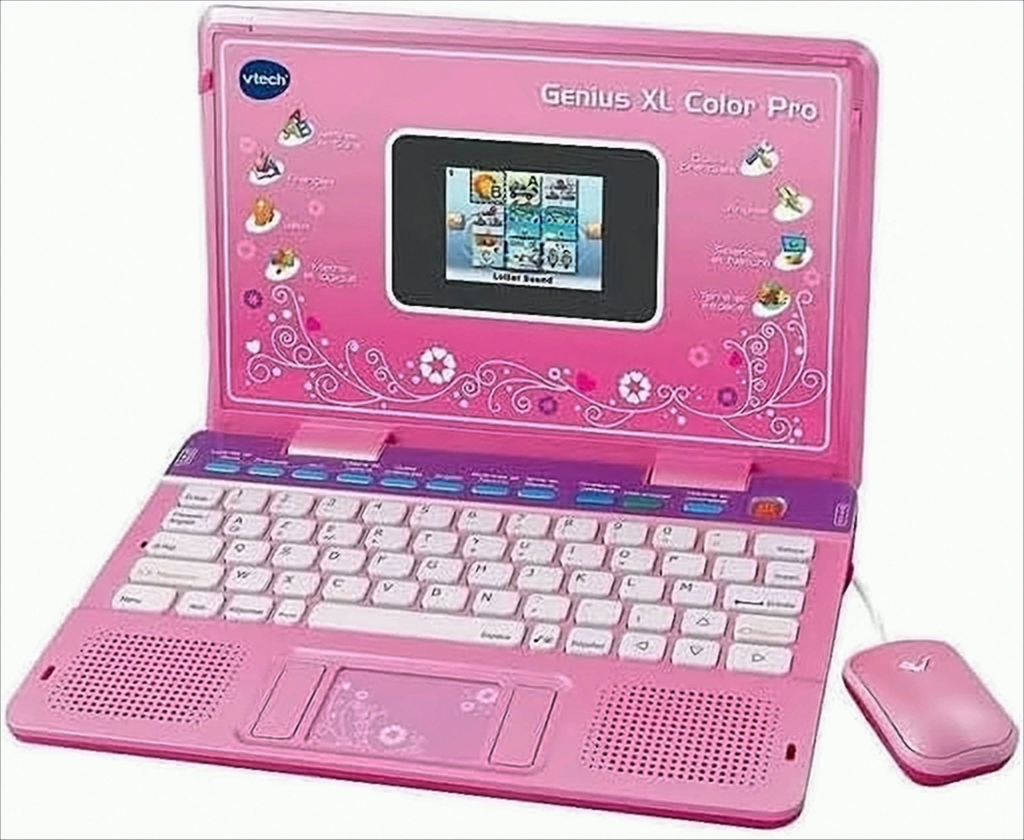 VTech Genius XL Color Pro zweisprachiger rosa Kindercomputer mit Farbdisplay, Maus