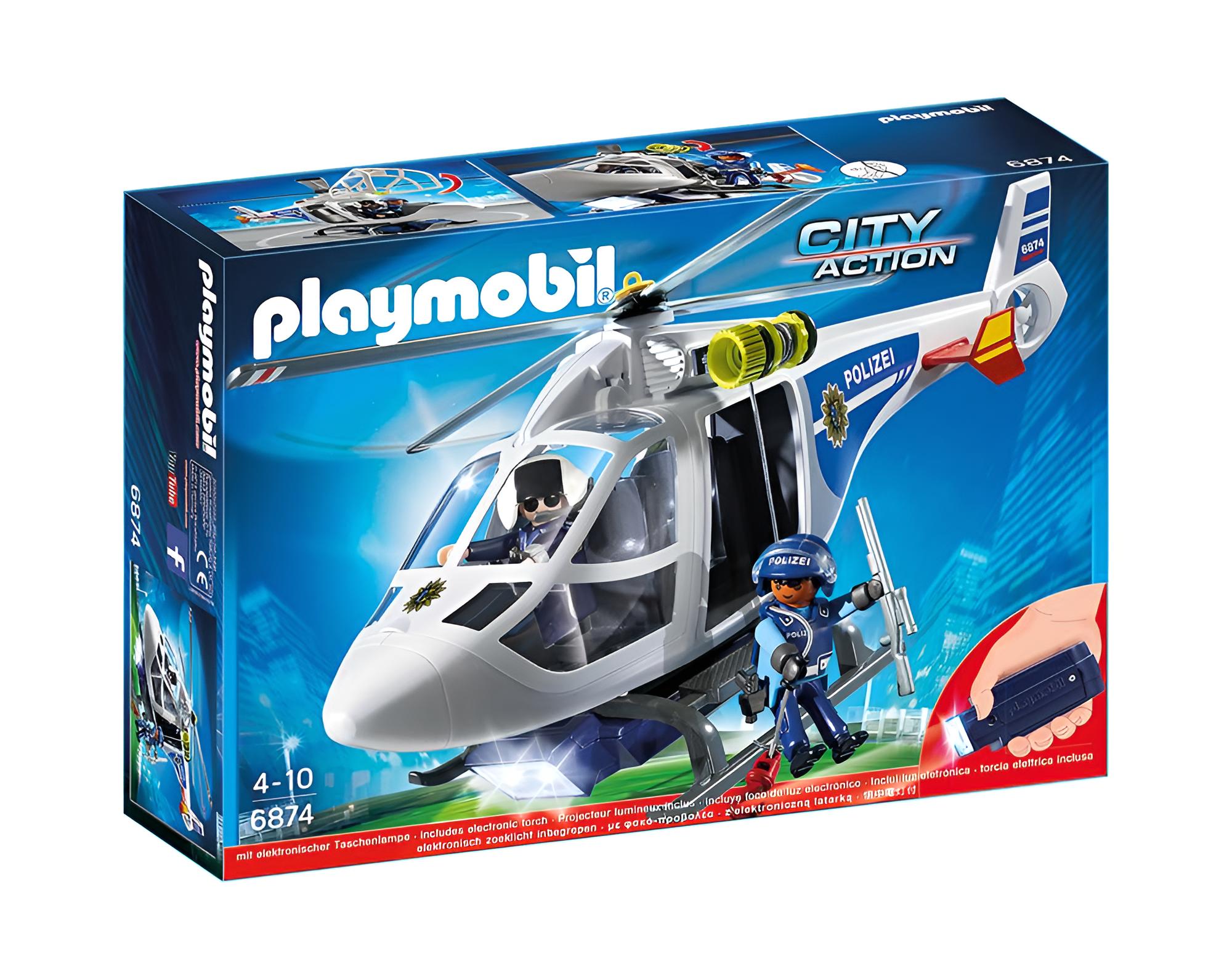 PLAYMOBIL 6874 - City Action - Polizei-Helikopter mit LED-Suchscheinwerfer
