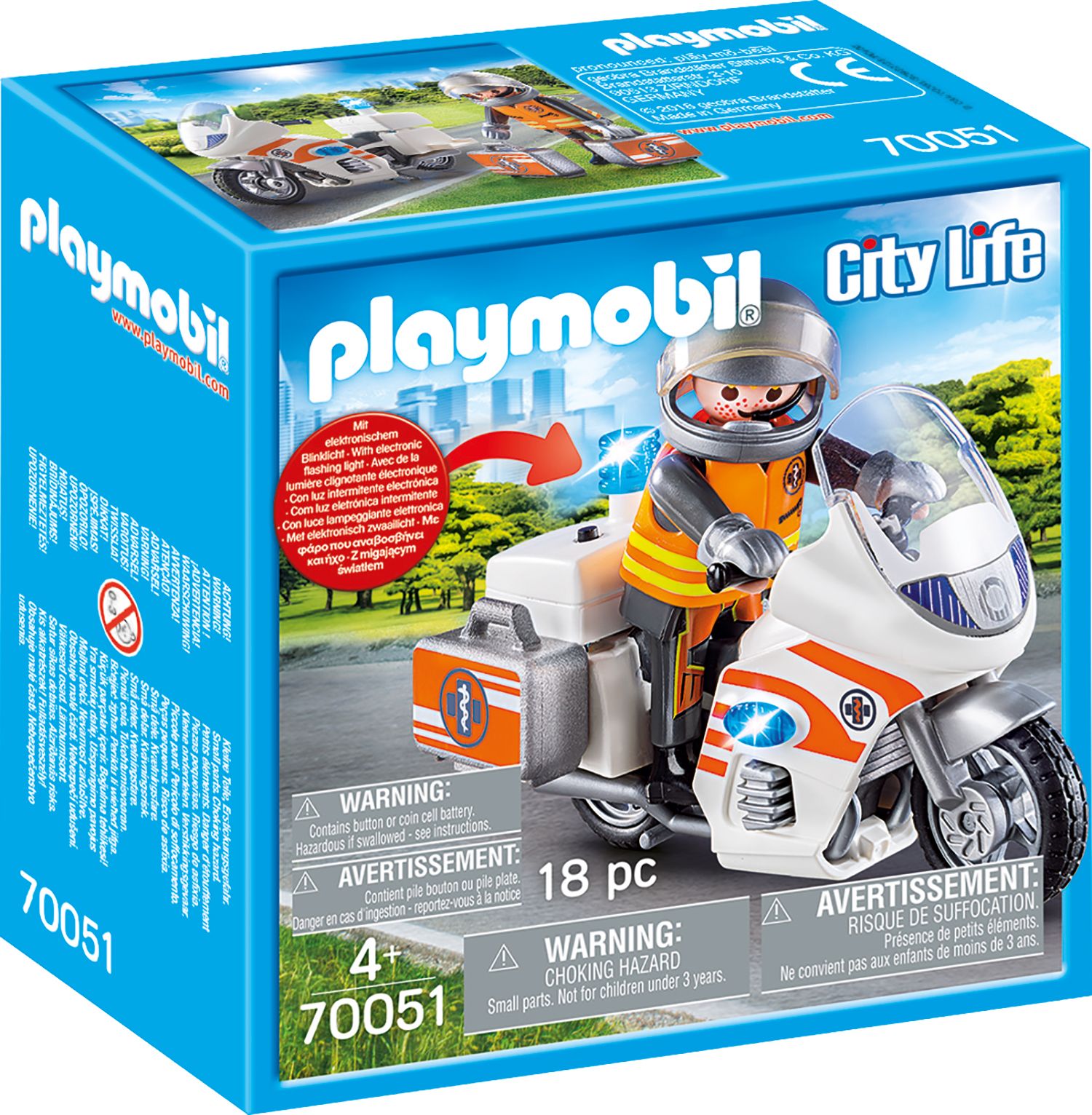 PLAYMOBIL 70051 - City Life - Notarzt-Motorrad mit Blinklicht