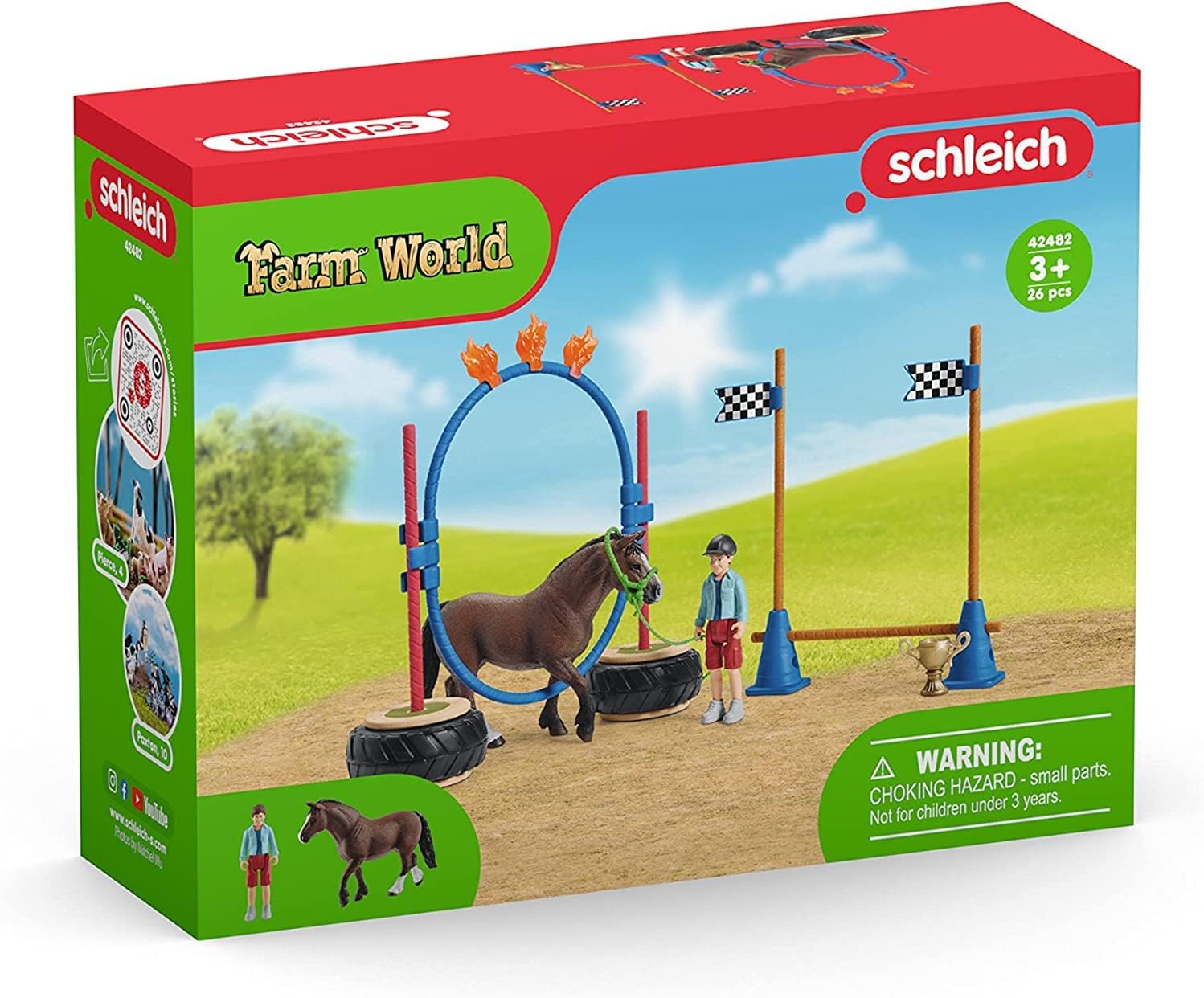 schleich 42482 Pony Agility Rennen, für Kinder ab 3+ Jahren, FARM WORLD - Spielset