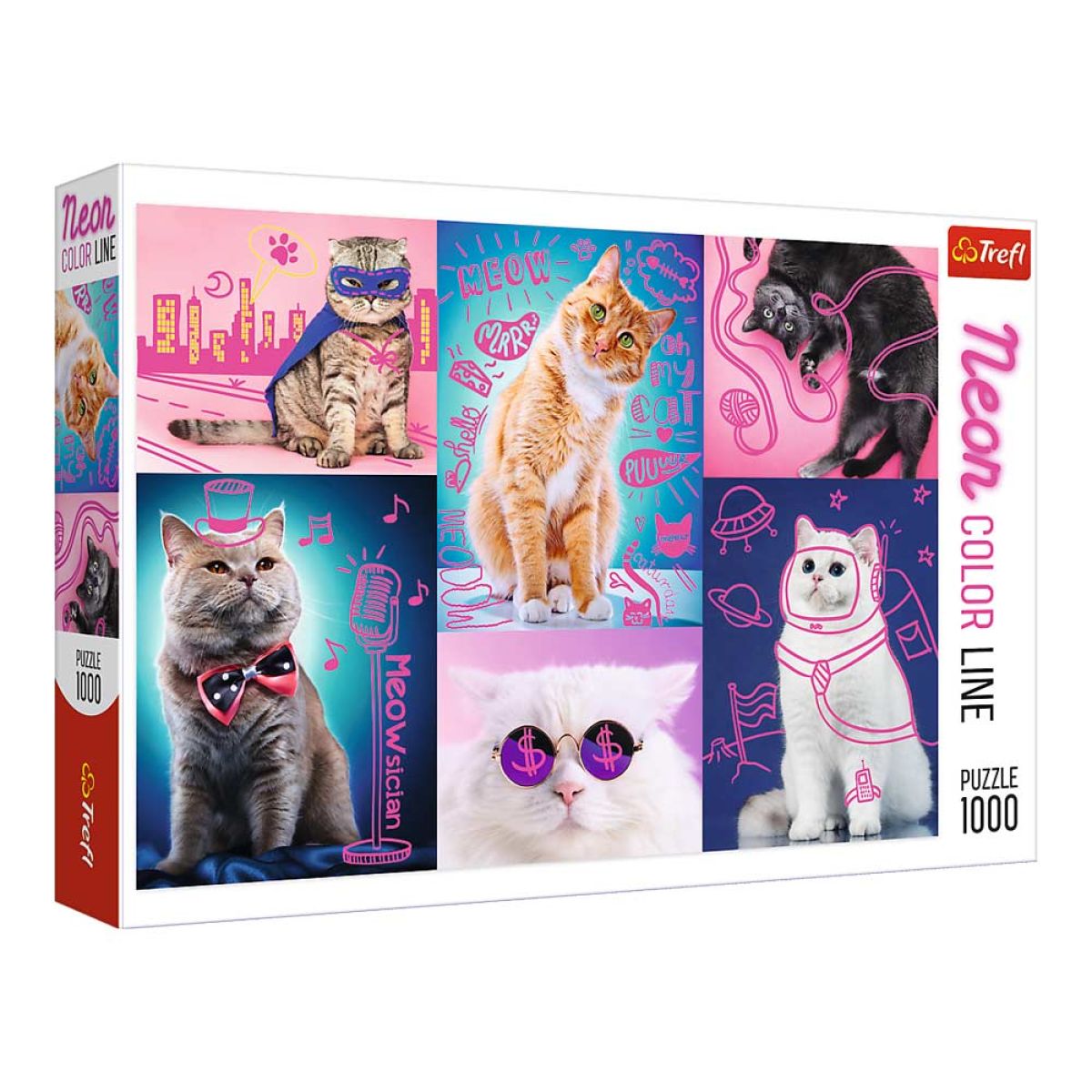 Neon Puzzle 1000 Teile - Superkatzen