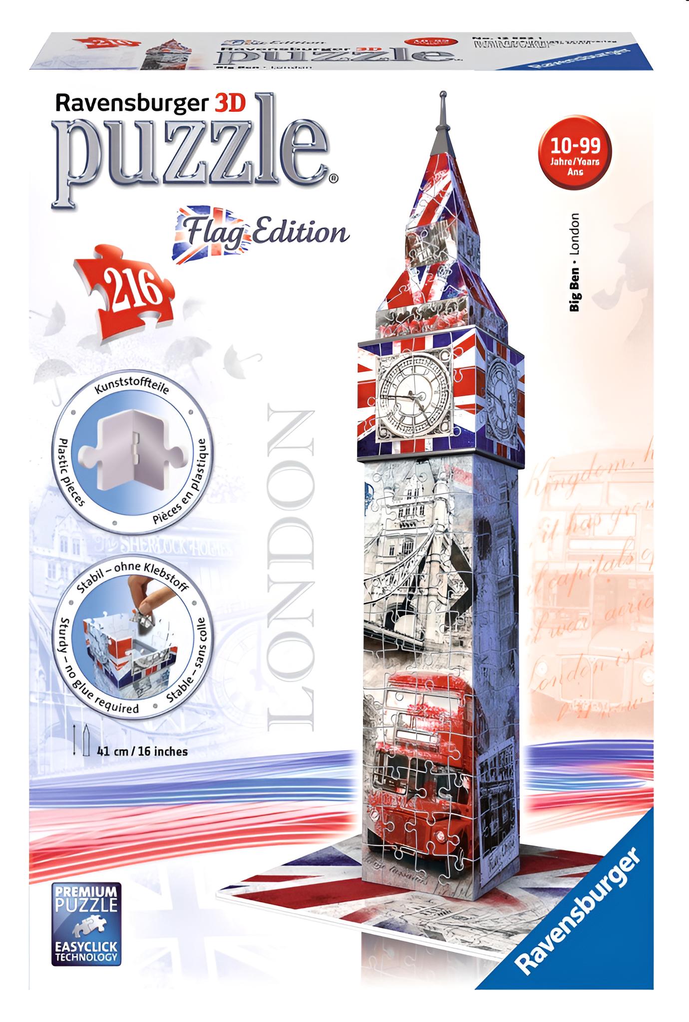 Puzzle - 3D Vision Puzzle - Big Ben Flag Edition, 216 Teile