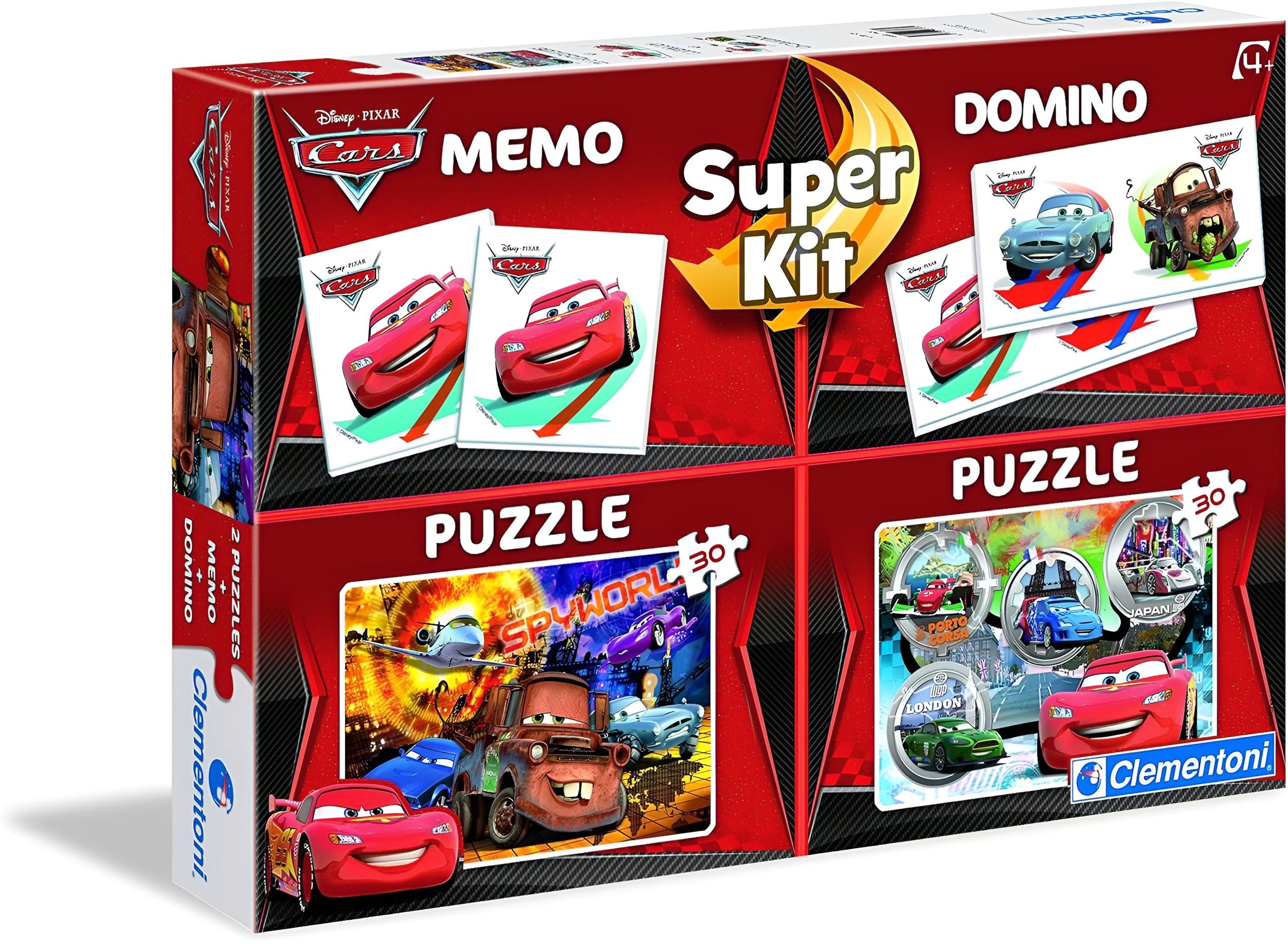 Super Kit 4In1 - Cars - Puzzle 2x30, Memo, Domino