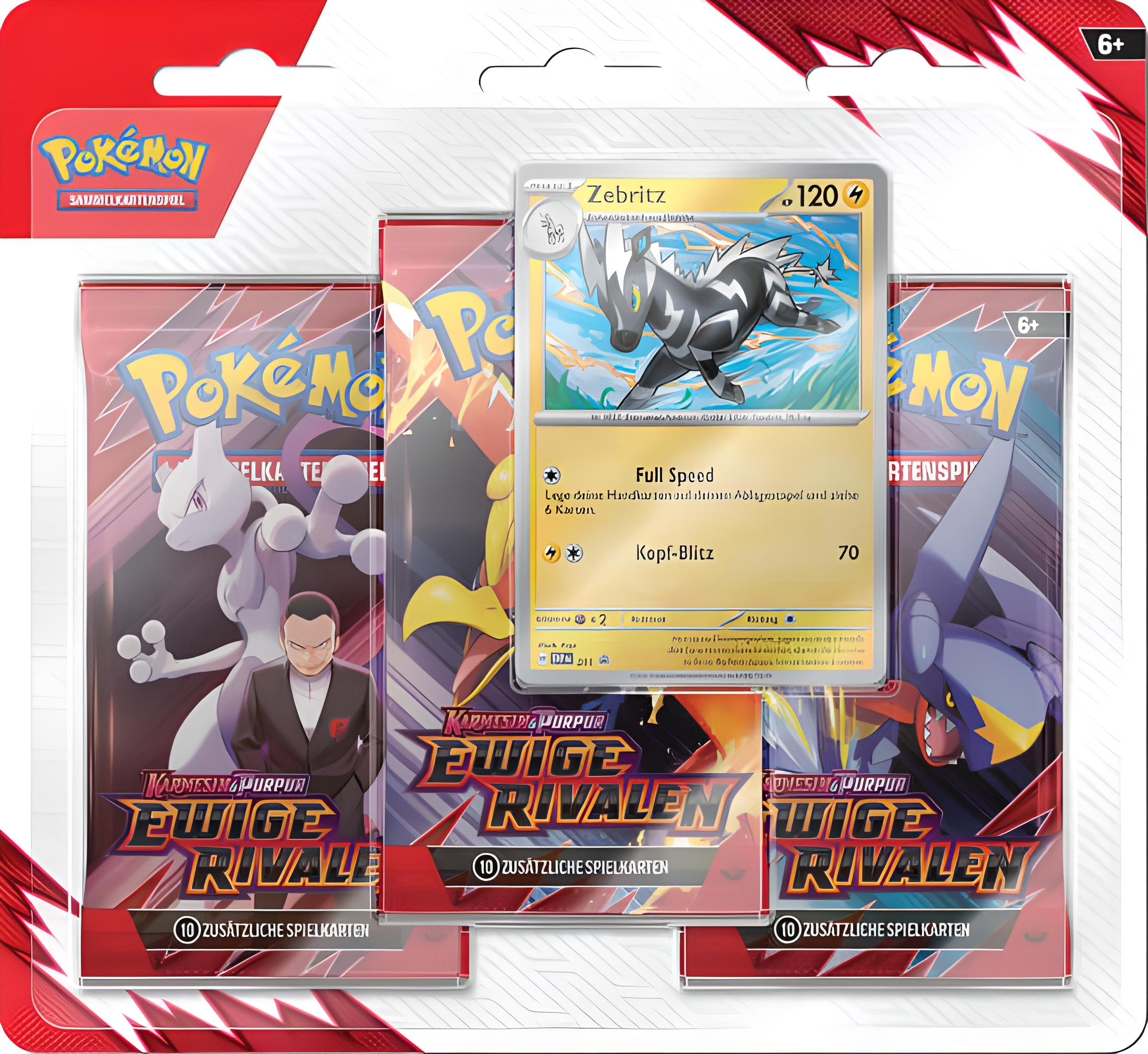 Pokémon Karmesin & Purpur – Ewige Rivalen: Zebritz 3er-Pack-Blister