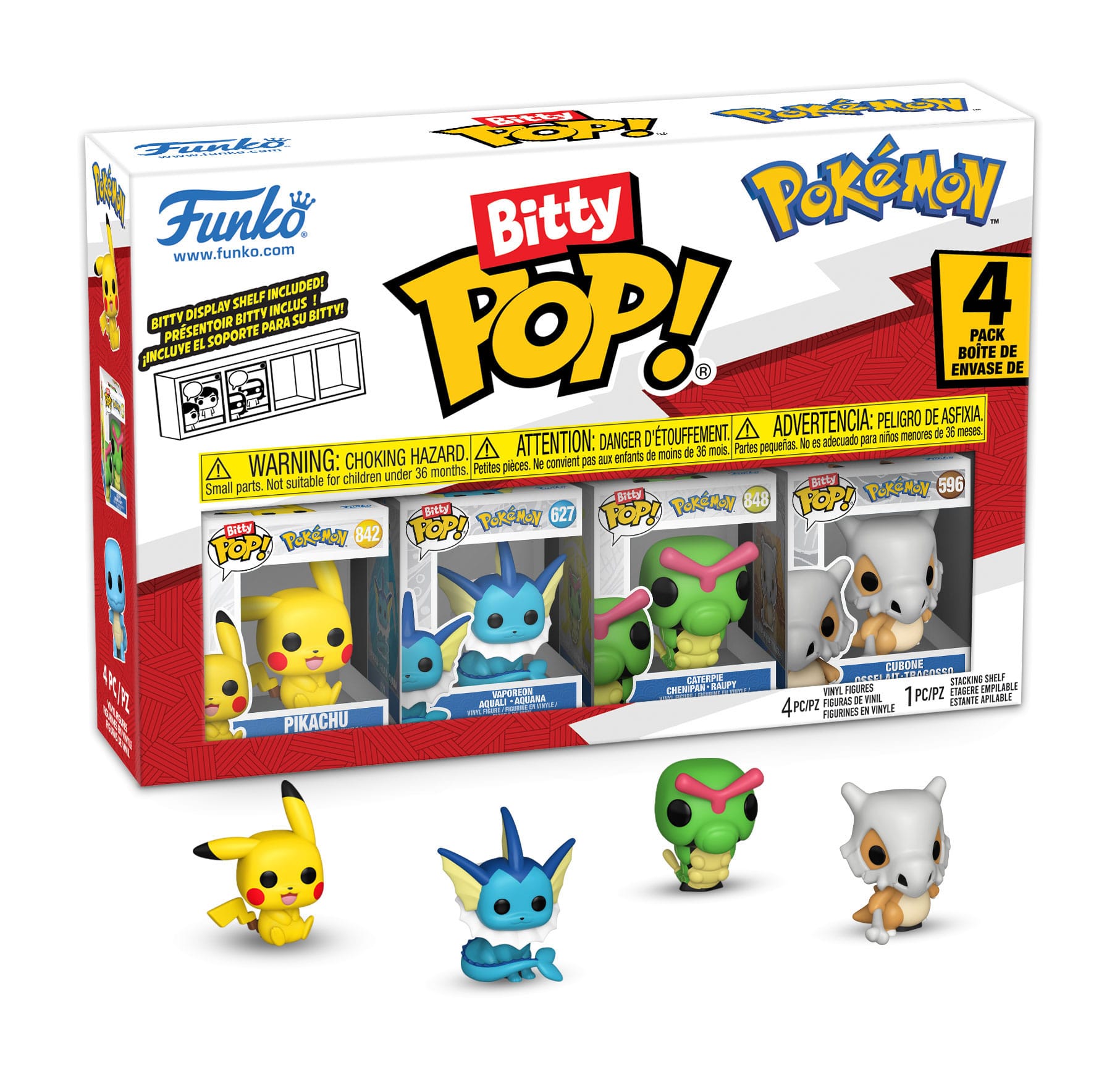 Bitty POP - Pokémon - Series 1 4er-Pack (Pikachu, Vaporeon, Caterpie, Cubone)