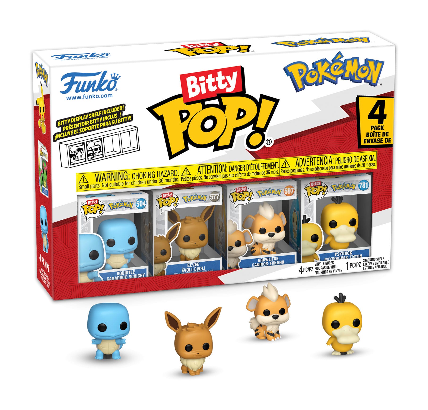 Bitty POP - Pokémon - Series 4 4er-Pack (Squirtle, Eevee, Growlithe, Psyduck)