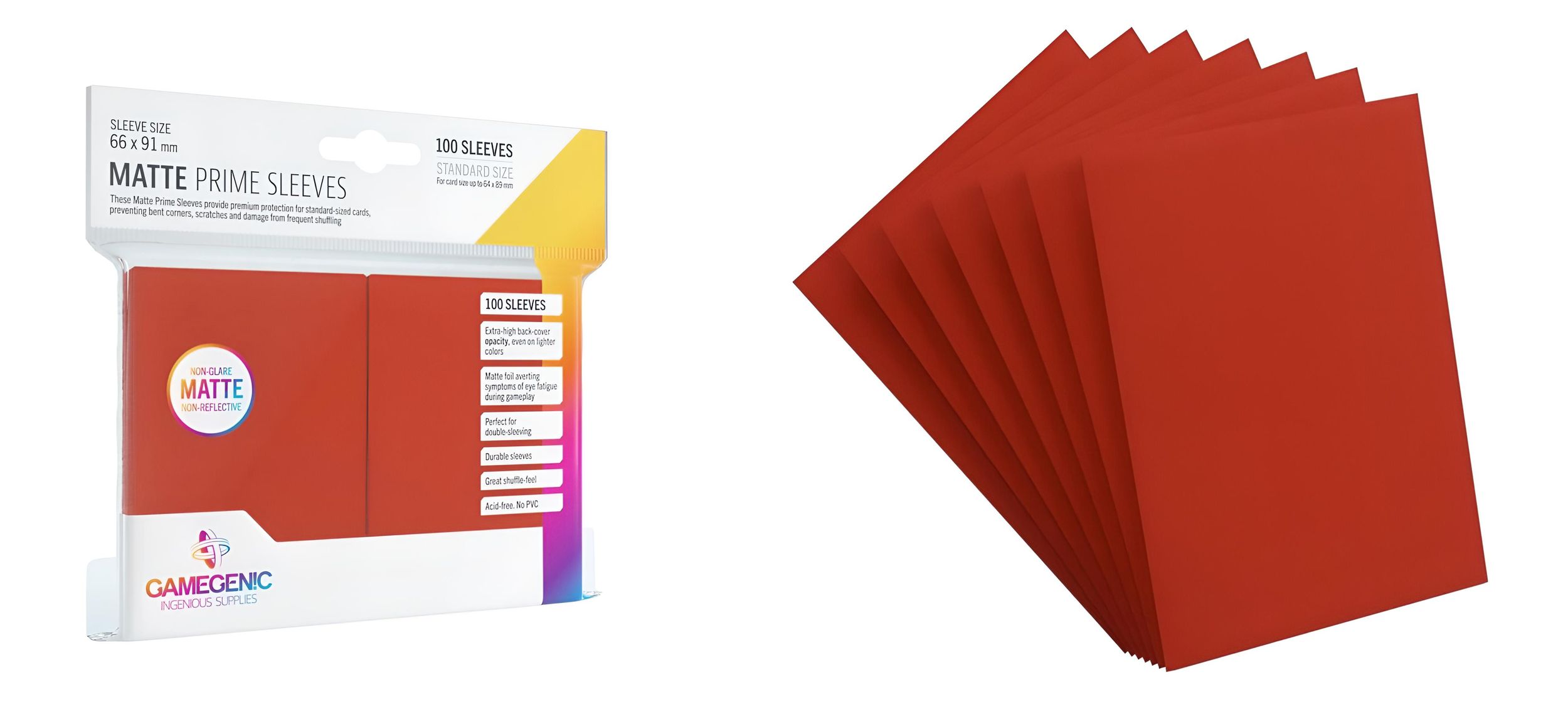 Gamegenic Matte Prime Sleeves Red (100 ct.)