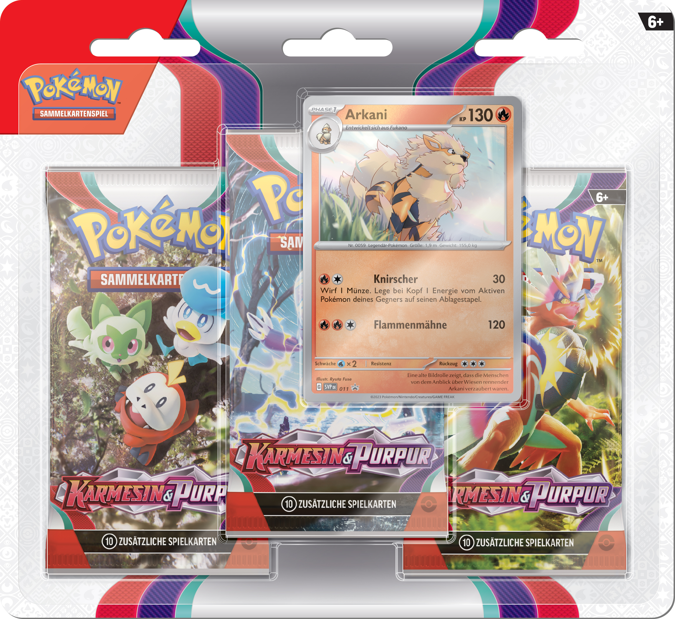 Pokémon Blister 3er-Pack Karmesin & Purpur - Arkani