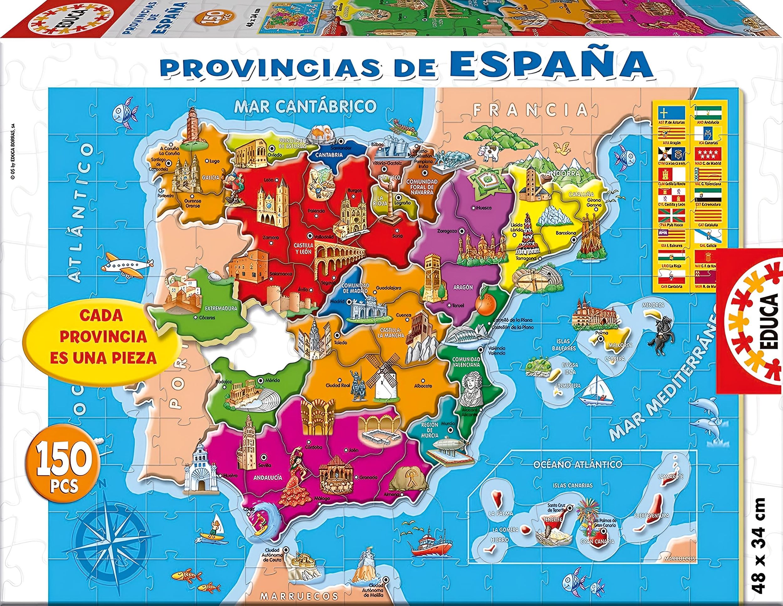 Educa Borrás Puzzle „Bezirke von Katalonien“, 150 Teile Spanien Sin Talla