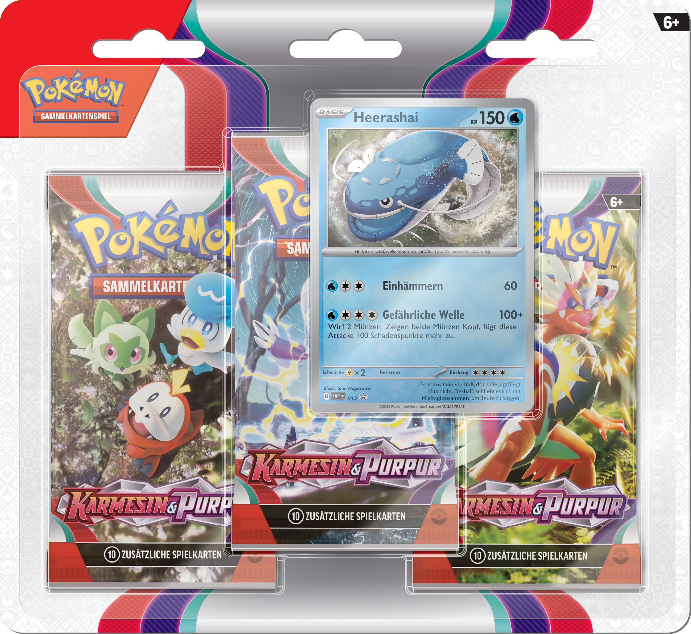 Pokémon Blister 3er-Pack Karmesin & Purpur - Heerashai