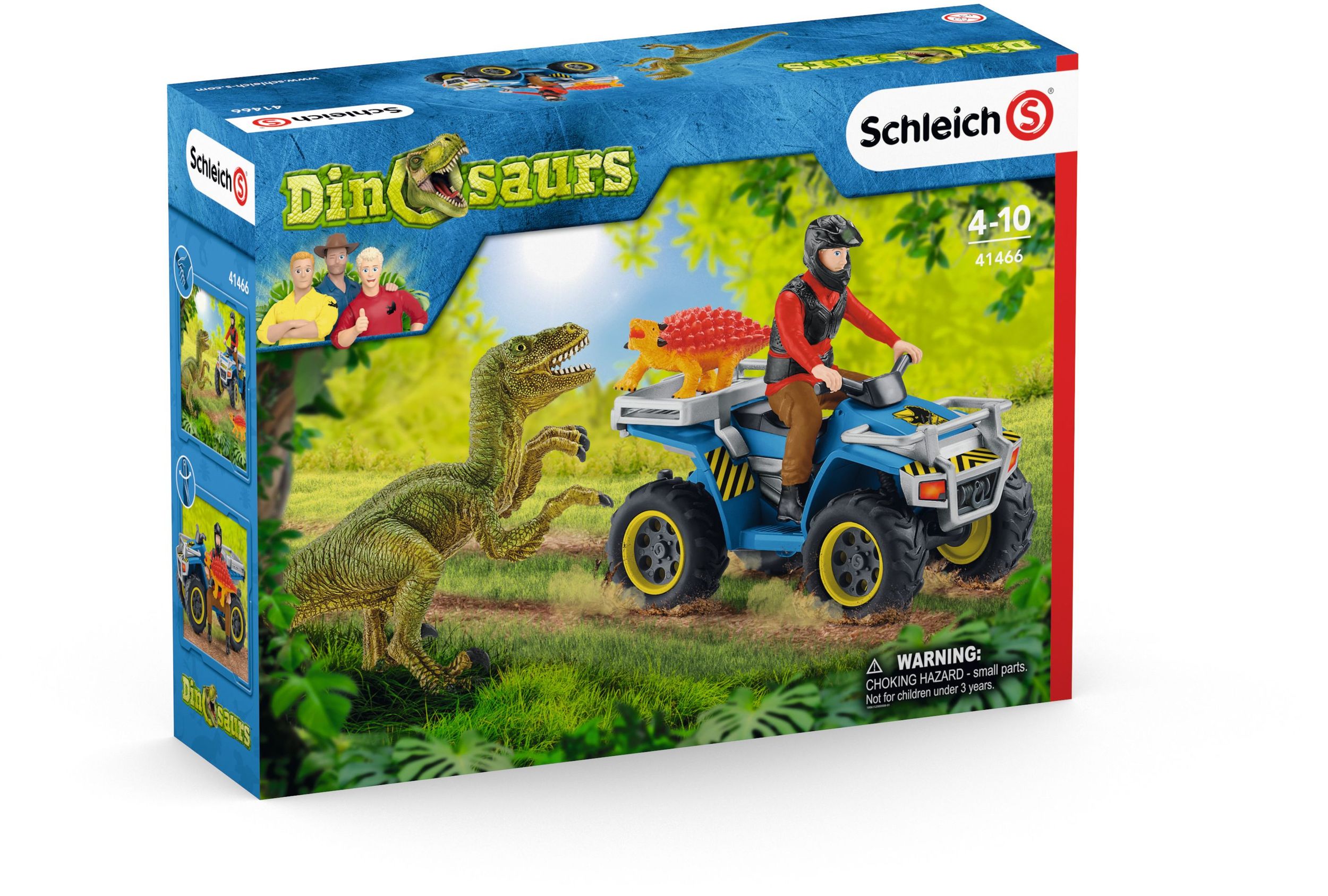 Schleich - Dinosaurs - Flucht auf Quad vor Velociraptor